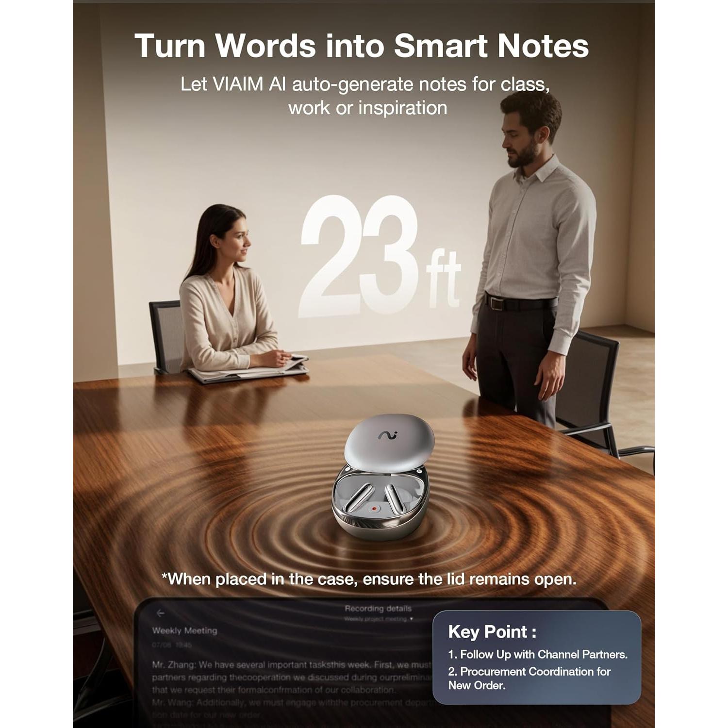 Auriculares AI RecDot viaim Plata con Grabadora de Voz y ANC 48dB