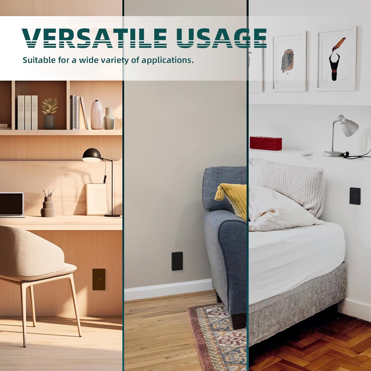 Enchufe de pared USB TOPELER 65W Negro 15A Carga Rápida