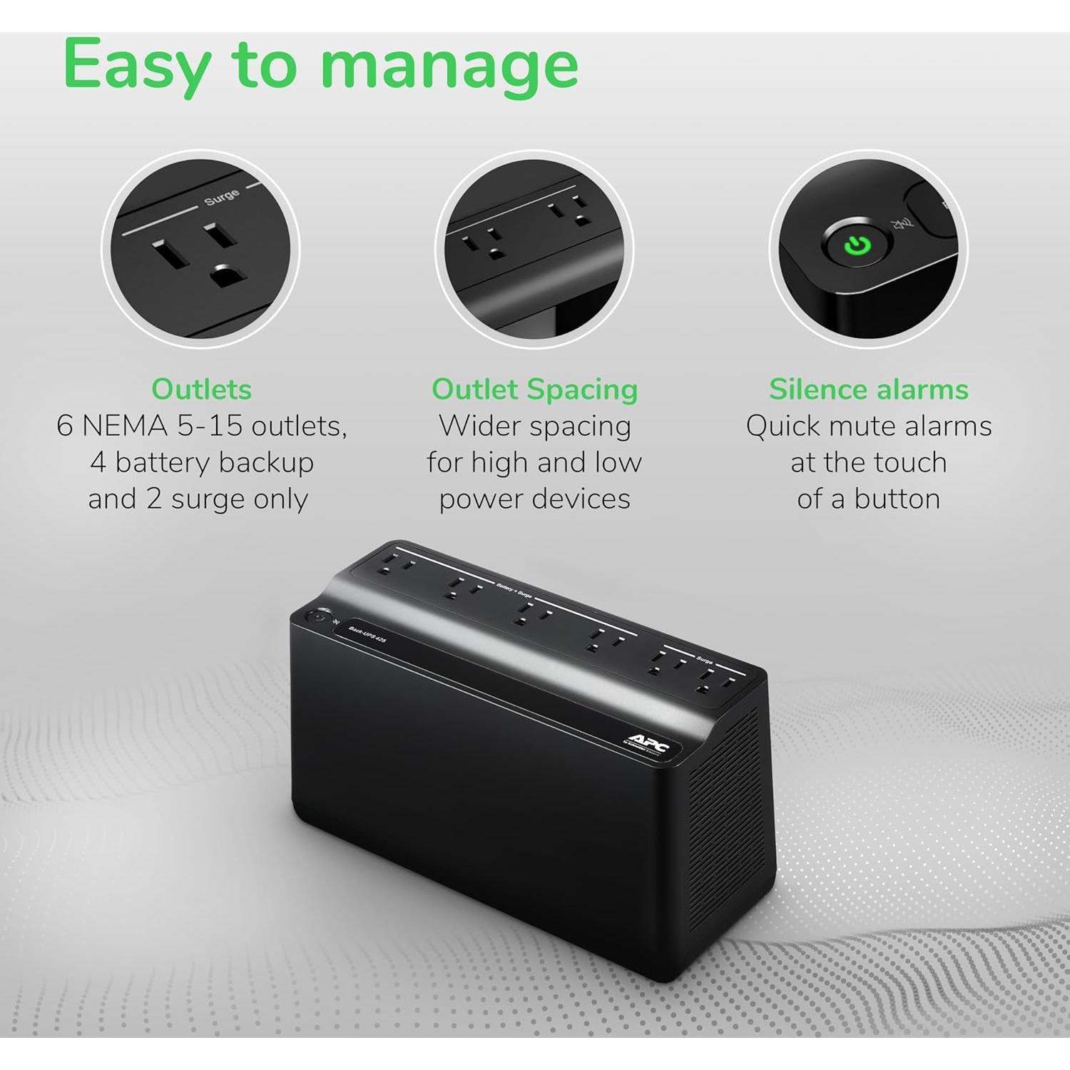 UPS APC BE425M 425VA Respaldo de Batería y Protección