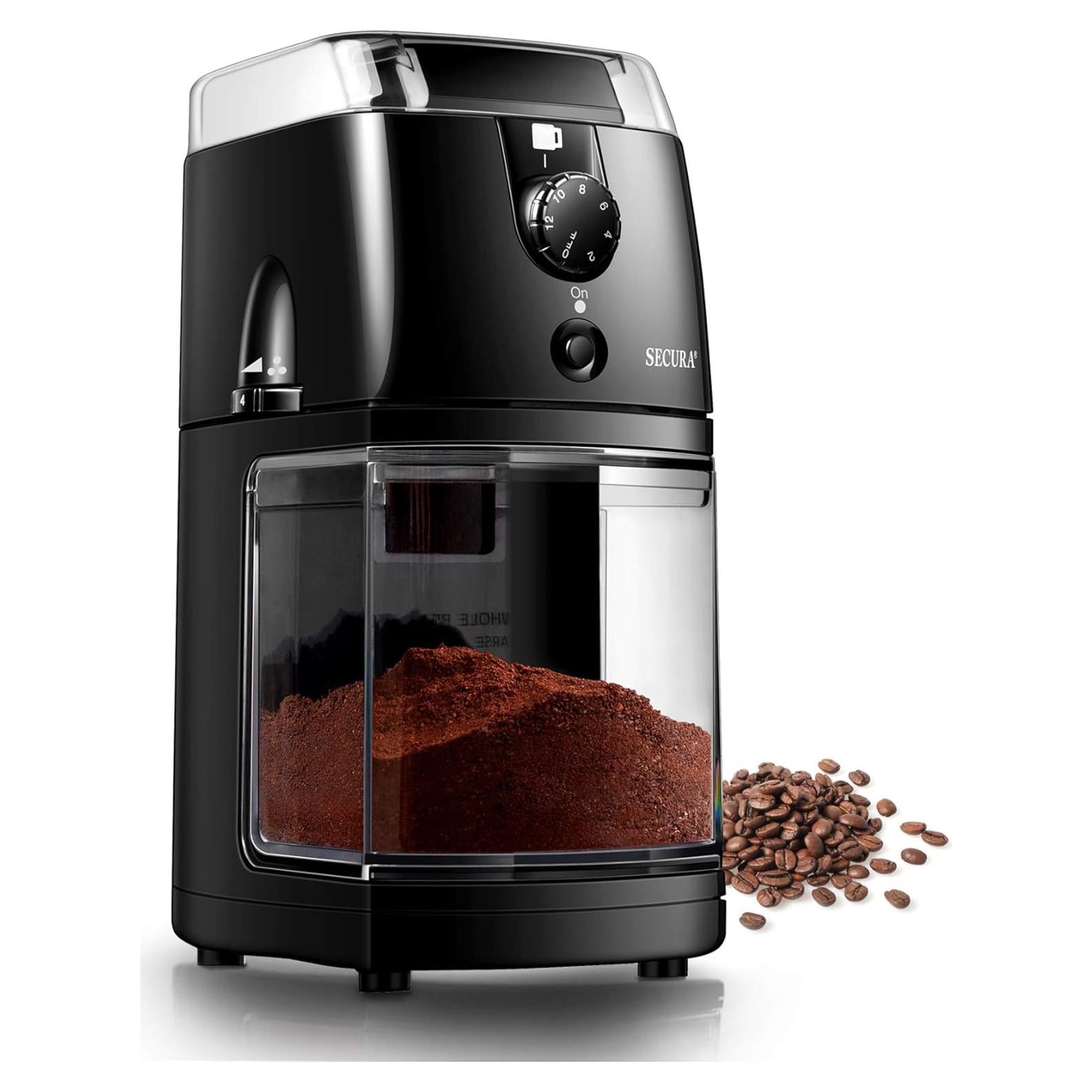 Molino de café eléctrico Secura SCG-903B, 17 niveles, 12 tazas