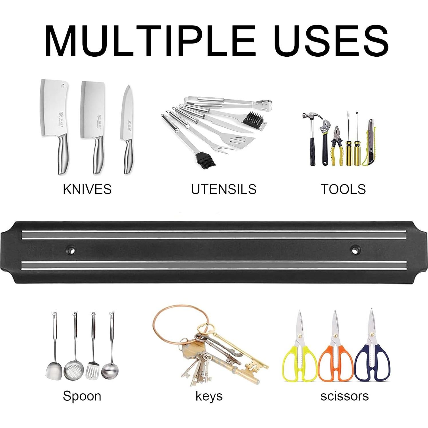 Soporte Magnético para Cuchillos AEYTLOI 38cm Acero Inoxidable Negro