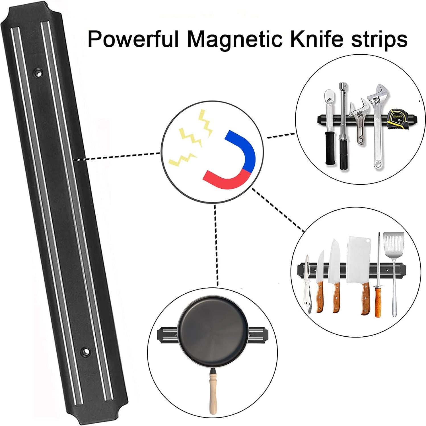 Soporte Magnético para Cuchillos AEYTLOI 38cm Acero Inoxidable Negro