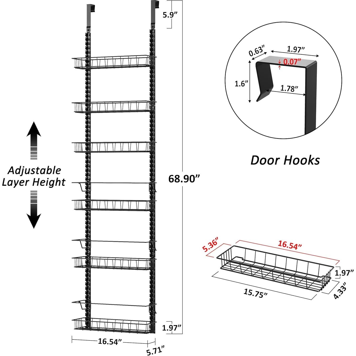 Estante Organizador de Despensa Churboro 6 Niveles Ajustable Negro