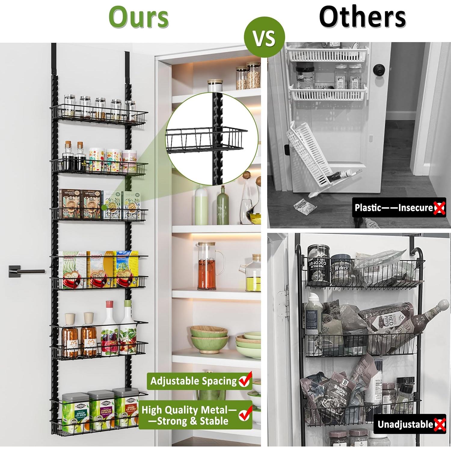 Estante Organizador de Despensa Churboro 6 Niveles Ajustable Negro