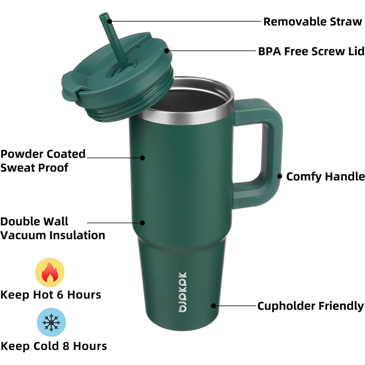 Vaso Aislado BJPKPK 30 oz Acero Inoxidable Verde Militar