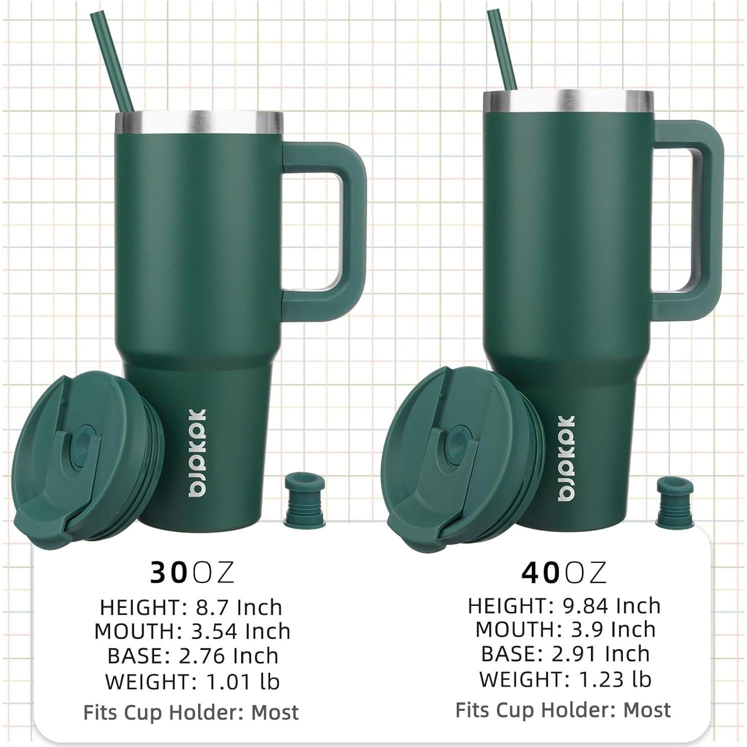 Vaso Aislado BJPKPK 30 oz Acero Inoxidable Verde Militar