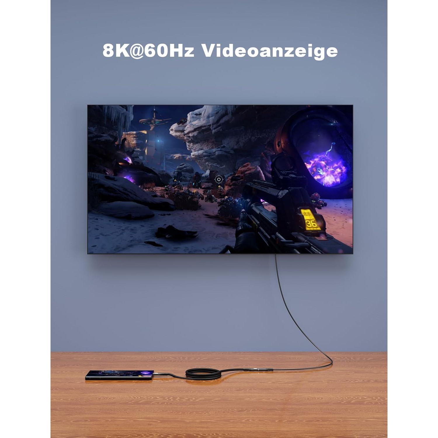 Cable de Extensión USB4 HOTUTUKI 2.15m 40Gbps 8K 240W