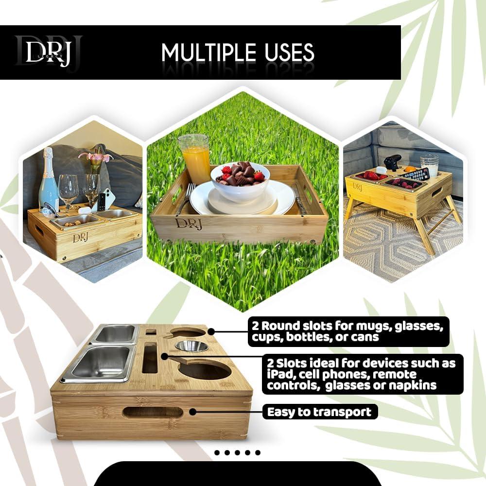 Bandeja Multifuncional DRJlegacy para Sofá con Soporte para Tazas