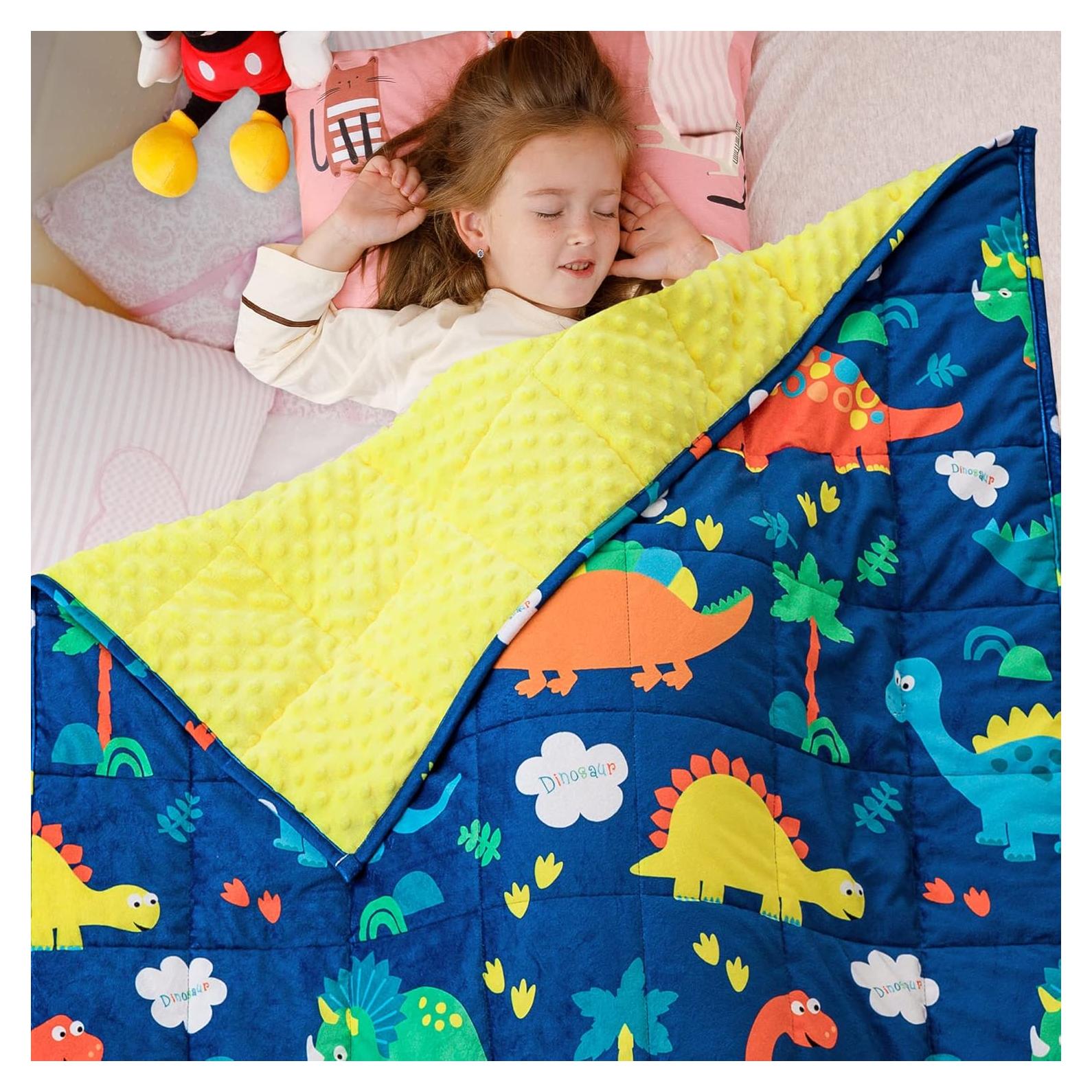 Manta con Peso Sivio 91x122 cm Dinosaurio Azul Terciopelo