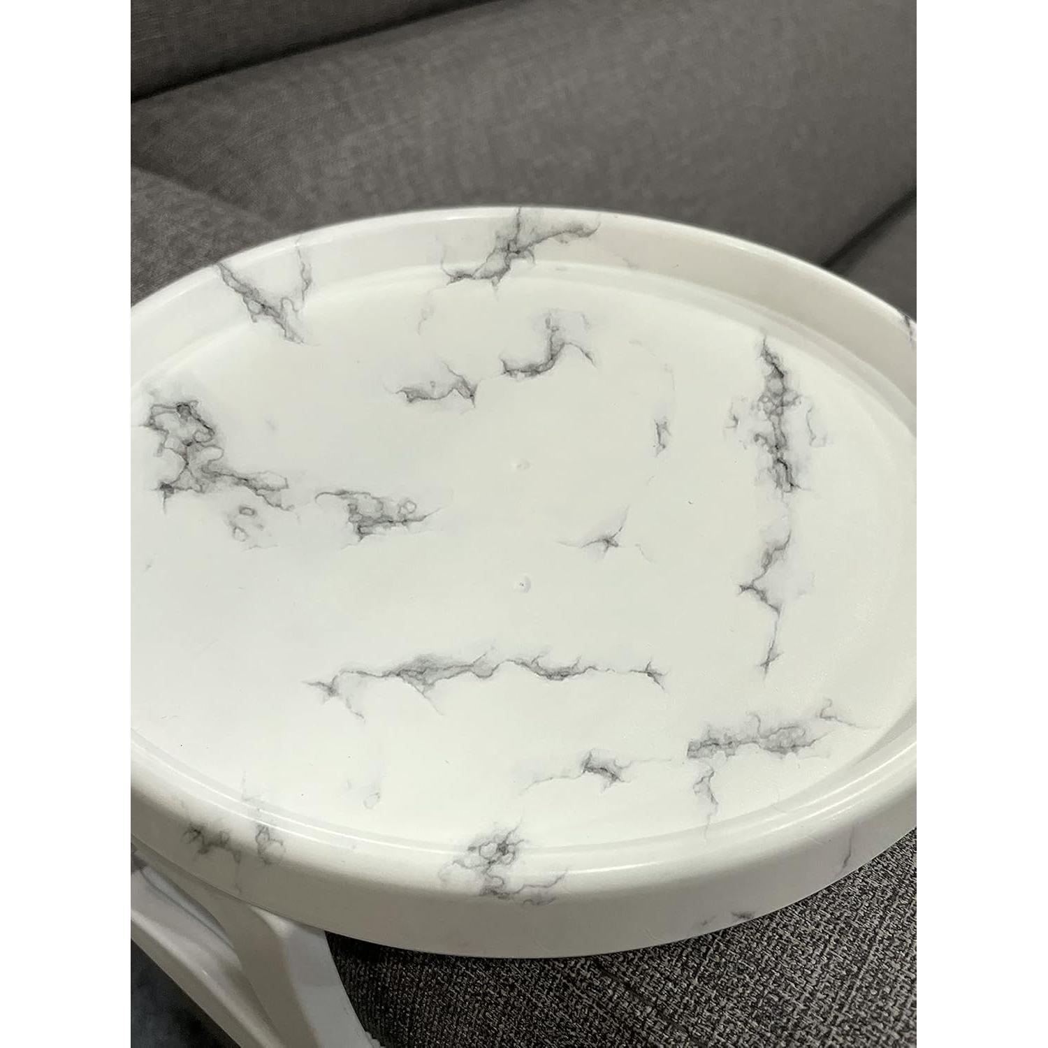 Mesa de Clip para Sofá Xchouxer Mármol Redonda 25 cm