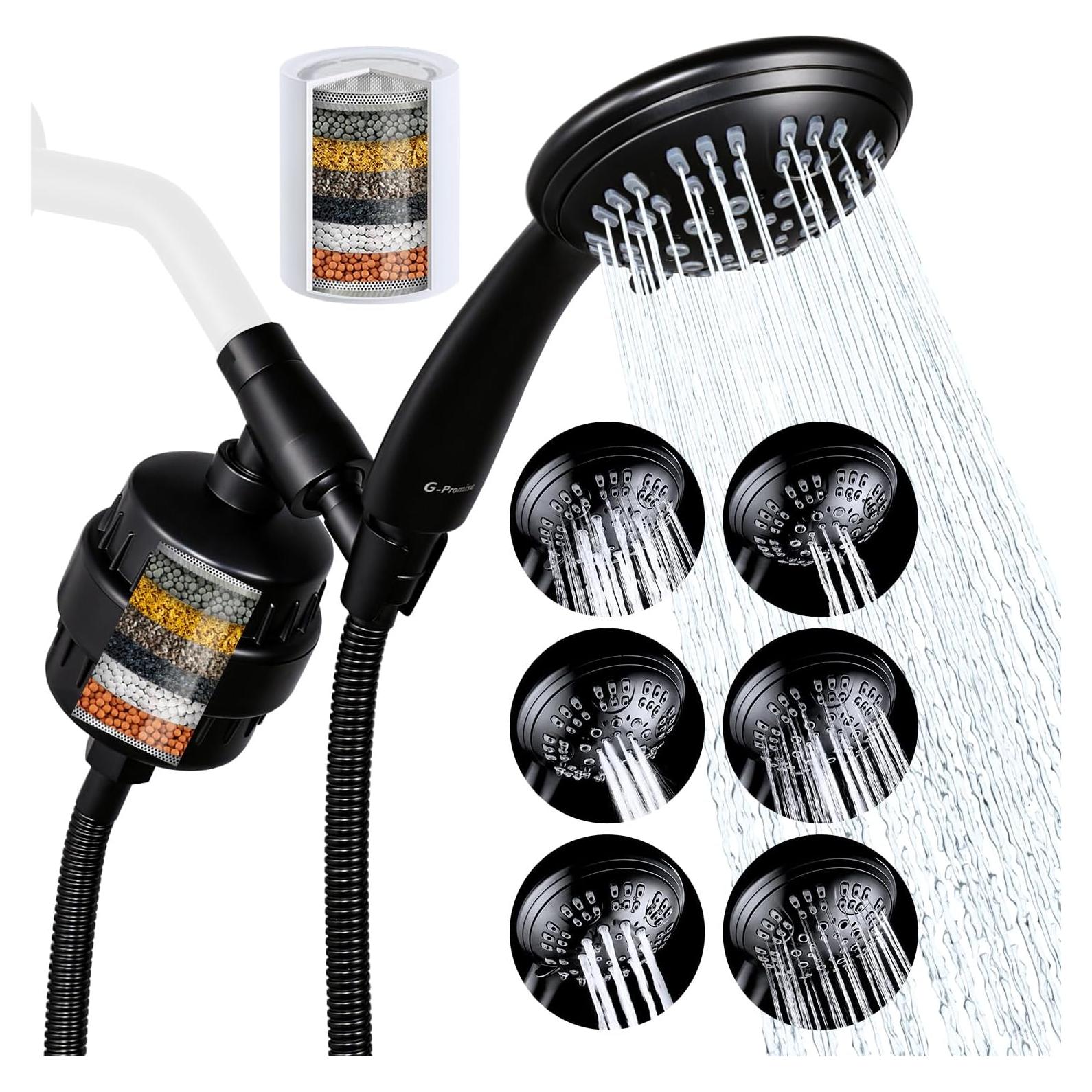Cabezal de Ducha Filtrado G-Promise 6 Configuraciones Negro Mate