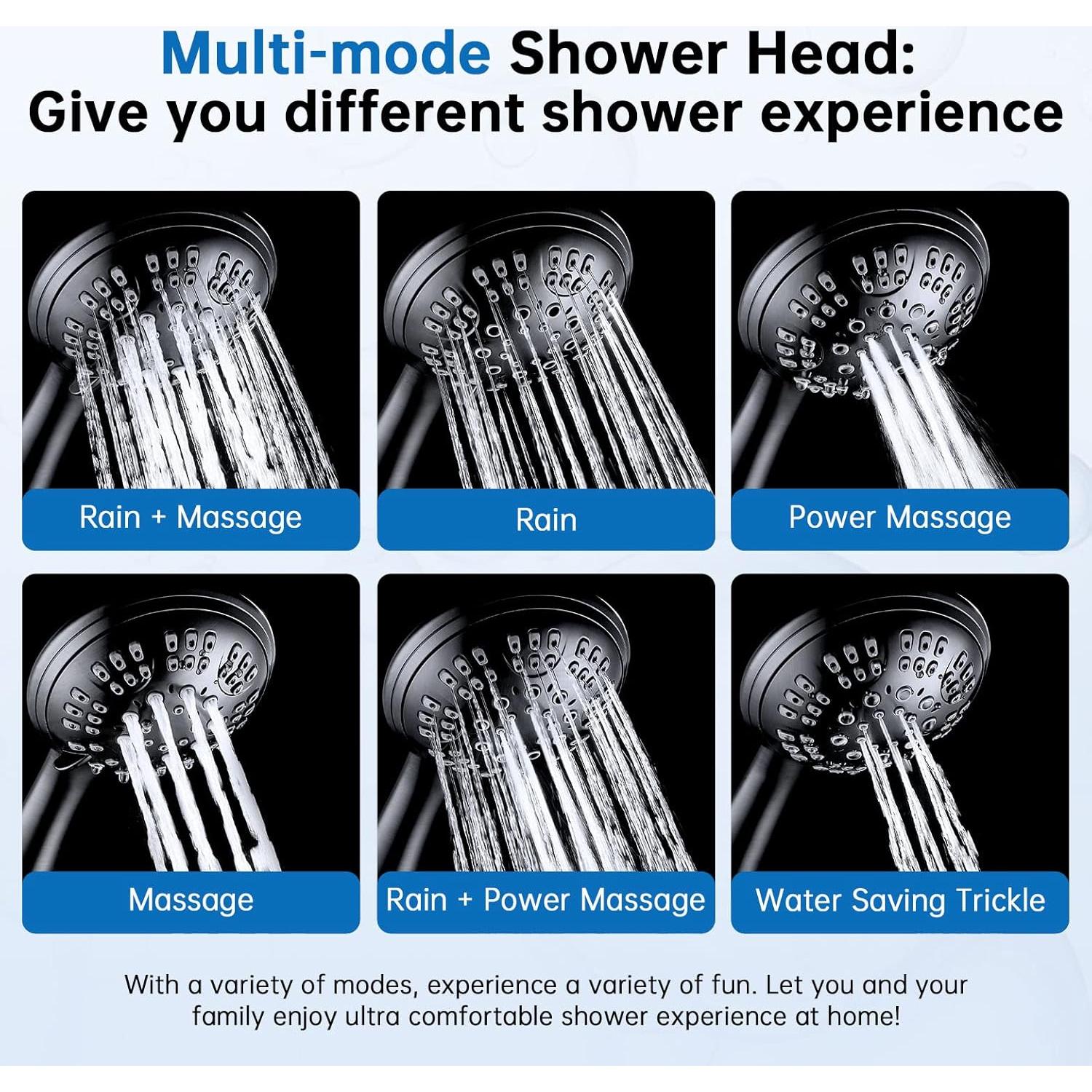 Cabezal de Ducha Filtrado G-Promise 6 Configuraciones Negro Mate