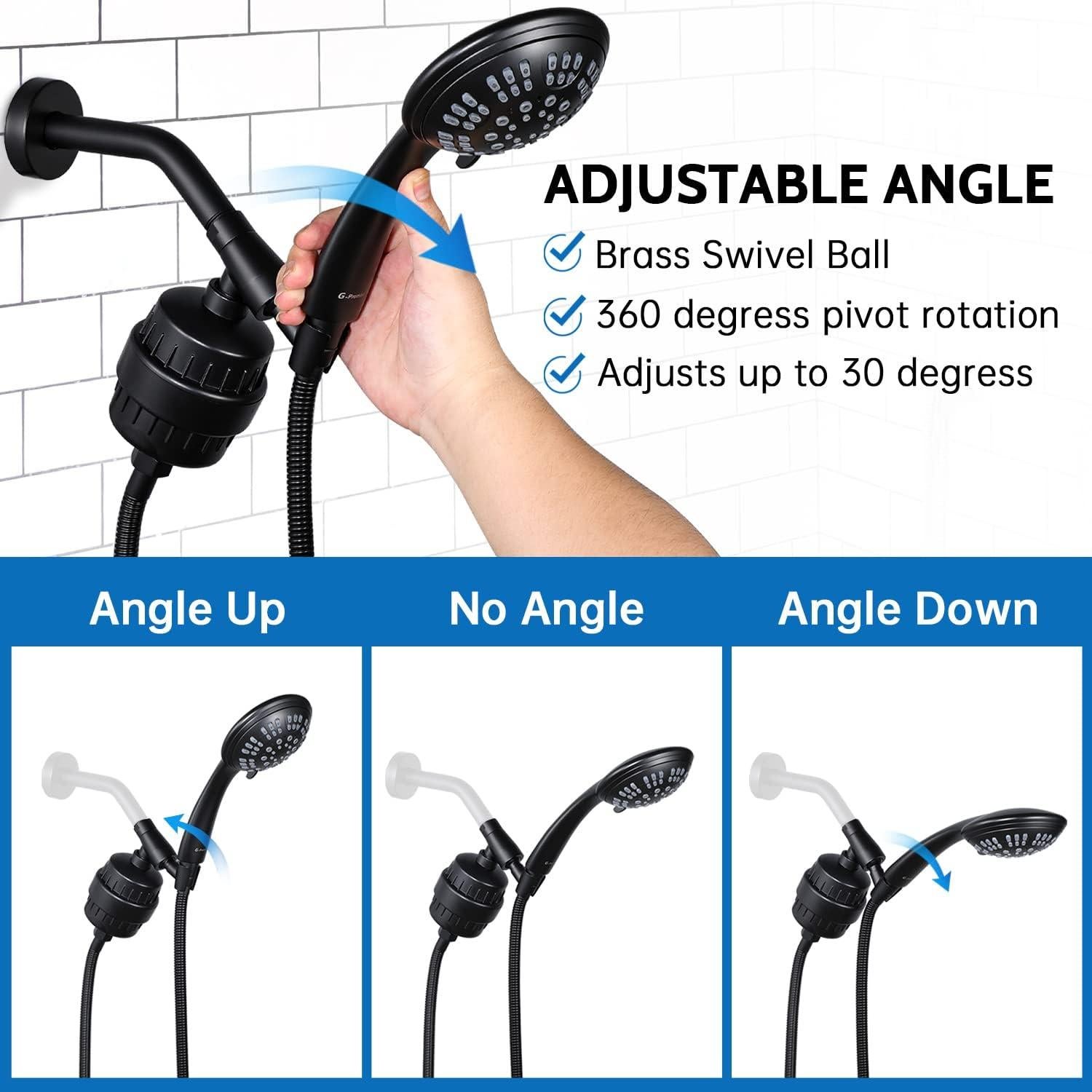 Cabezal de Ducha Filtrado G-Promise 6 Configuraciones Negro Mate