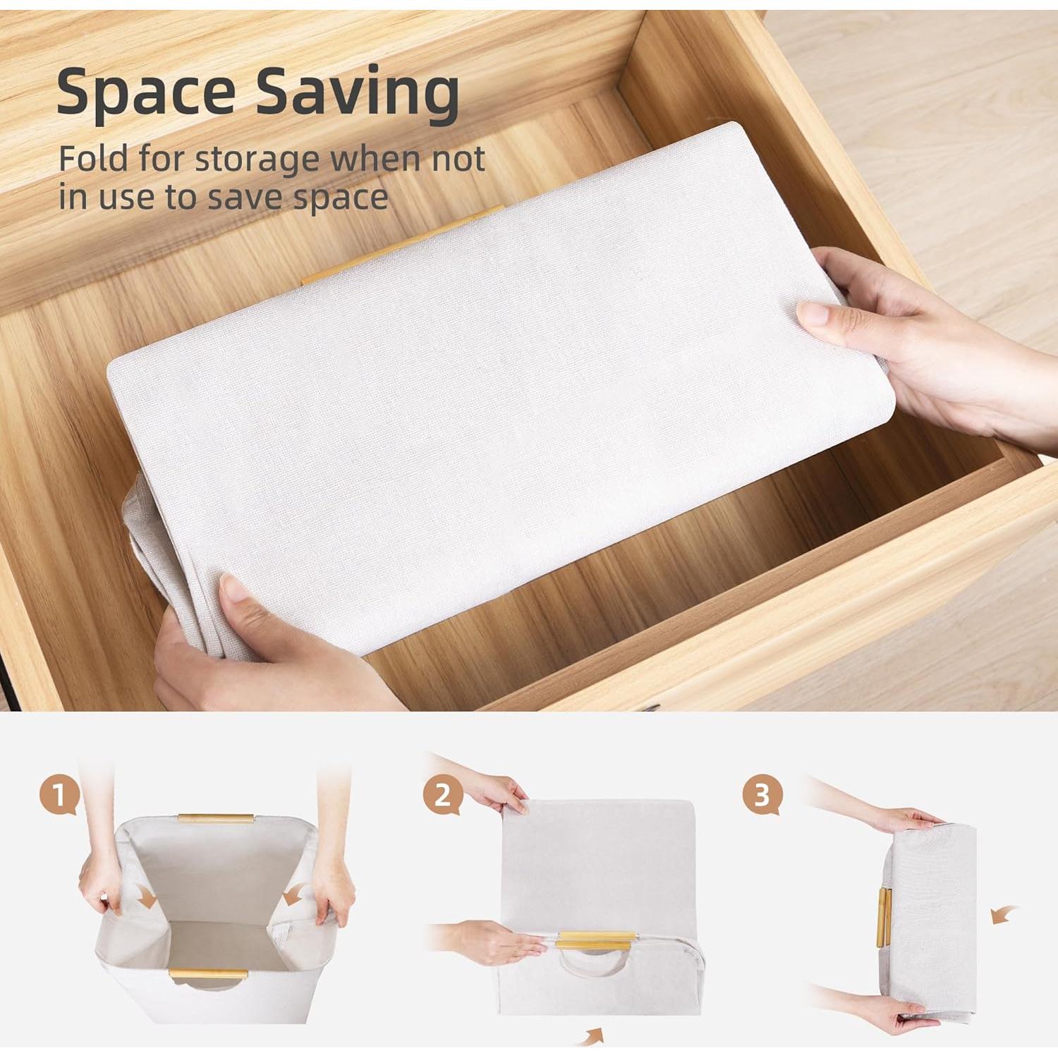 Cesta de Ropa Plegable STORAGE MANIAC 80L Beige Impermeable