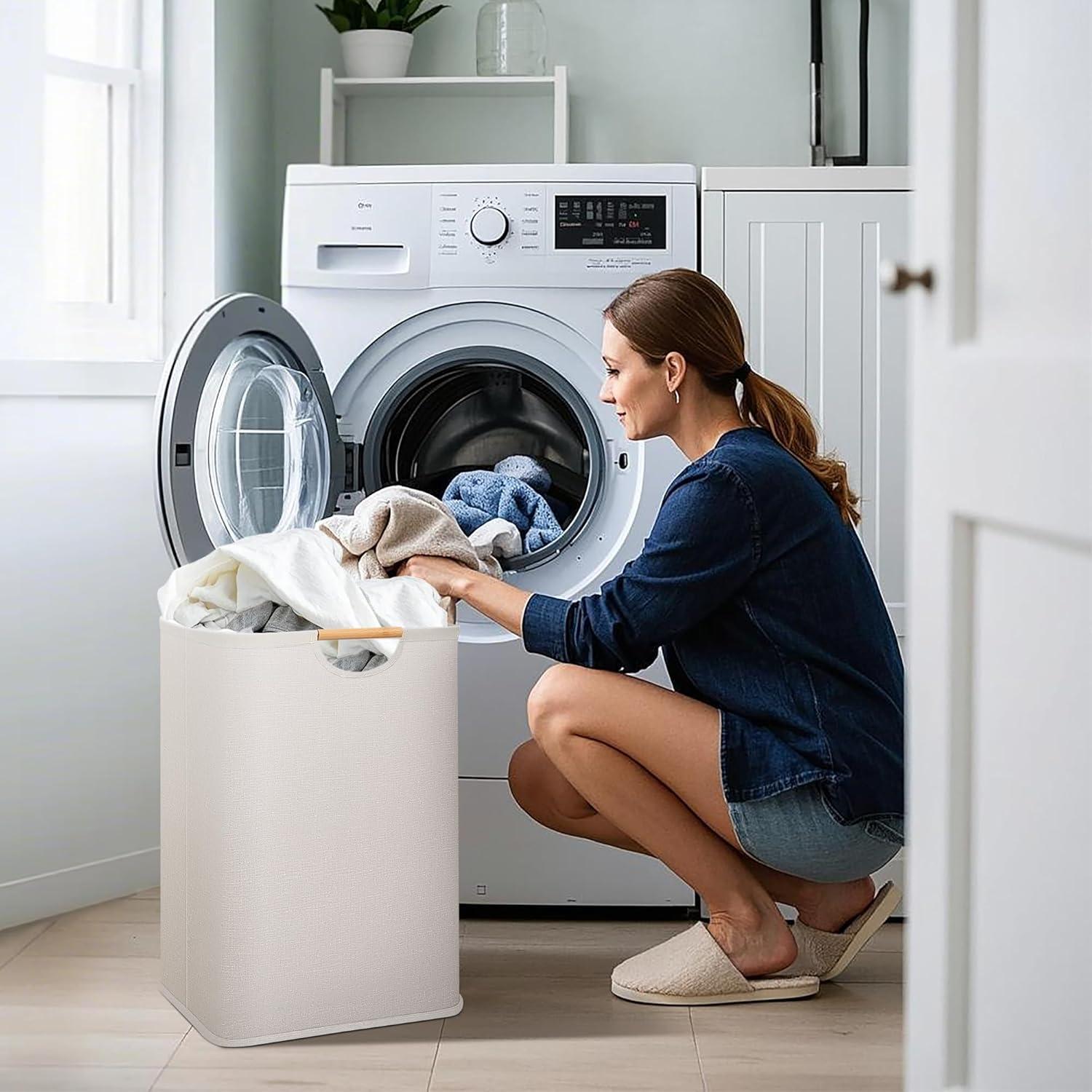 Cesta de Ropa Plegable STORAGE MANIAC 80L Beige Impermeable