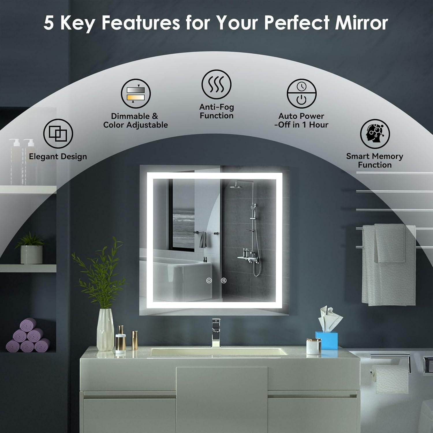 Espejo de Baño LED Butylux 61x61 cm Anti-vaho Táctil