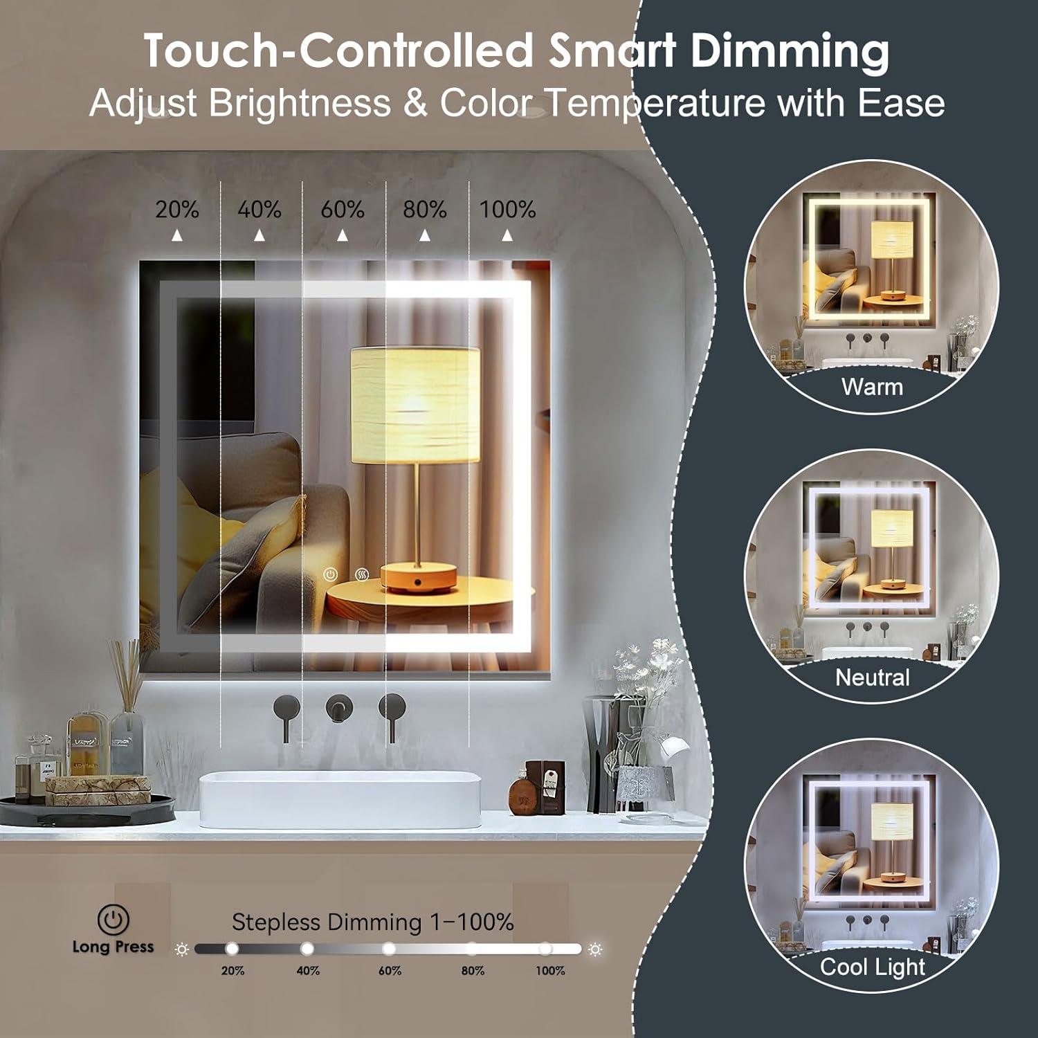 Espejo de Baño LED Butylux 61x61 cm Anti-vaho Táctil