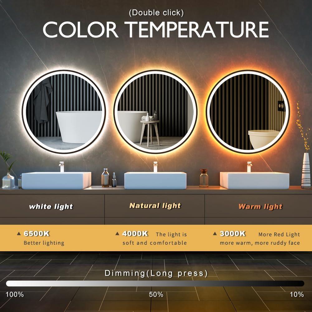 Espejo LED Redondo GANPE 91x91 cm con Sensor Humano y Luz Regulable