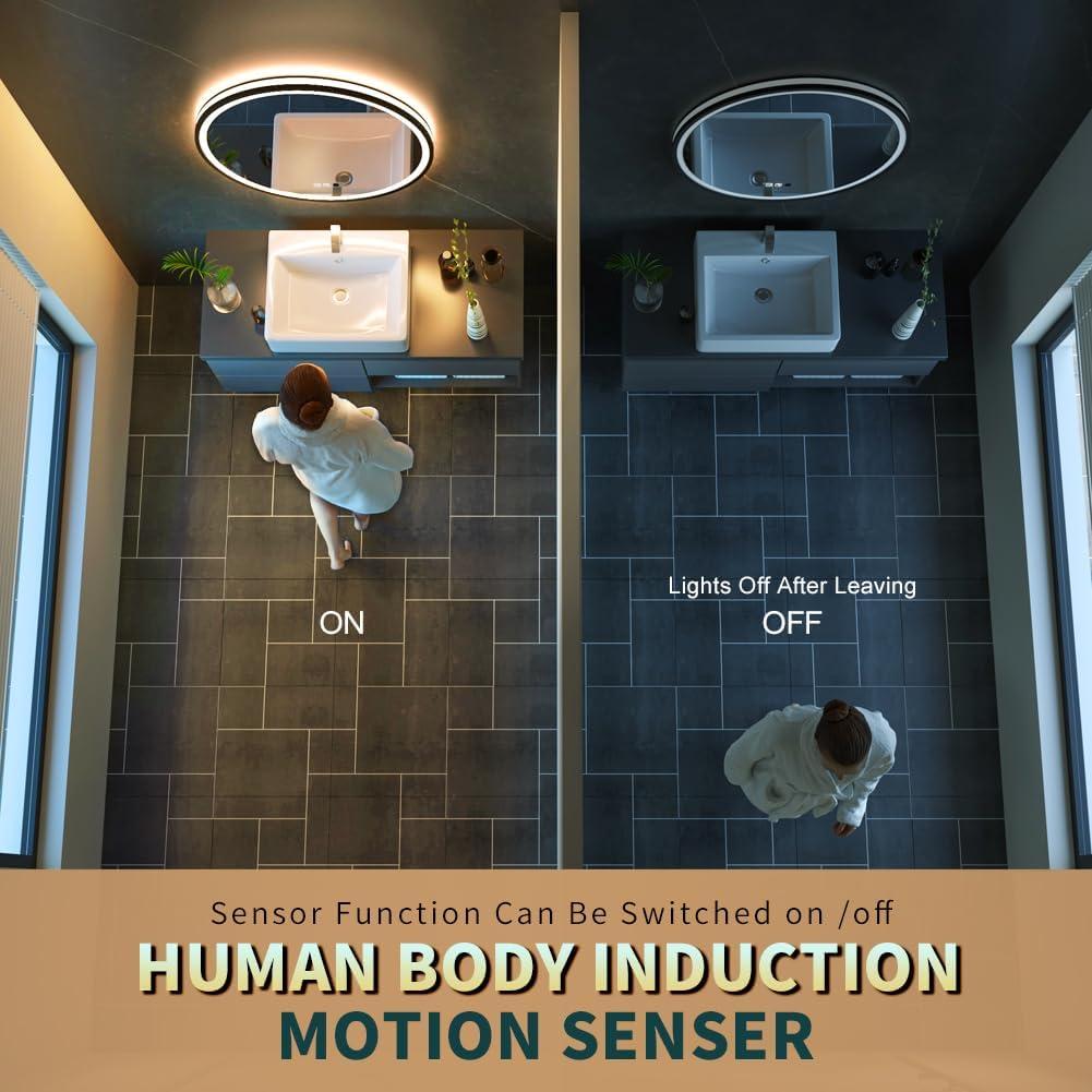 Espejo LED Redondo GANPE 91x91 cm con Sensor Humano y Luz Regulable