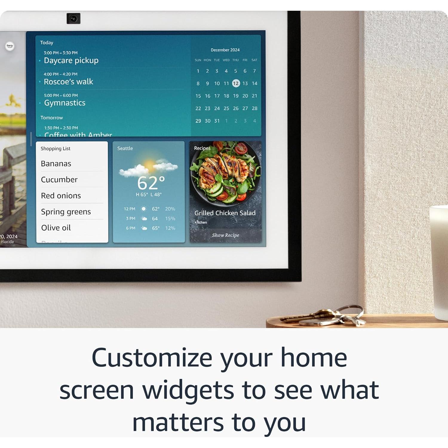 Amazon Echo Show 15 (newest model), Full HD 15.6" kitchen hub for home organization, with built-in Fire TV and Alexa