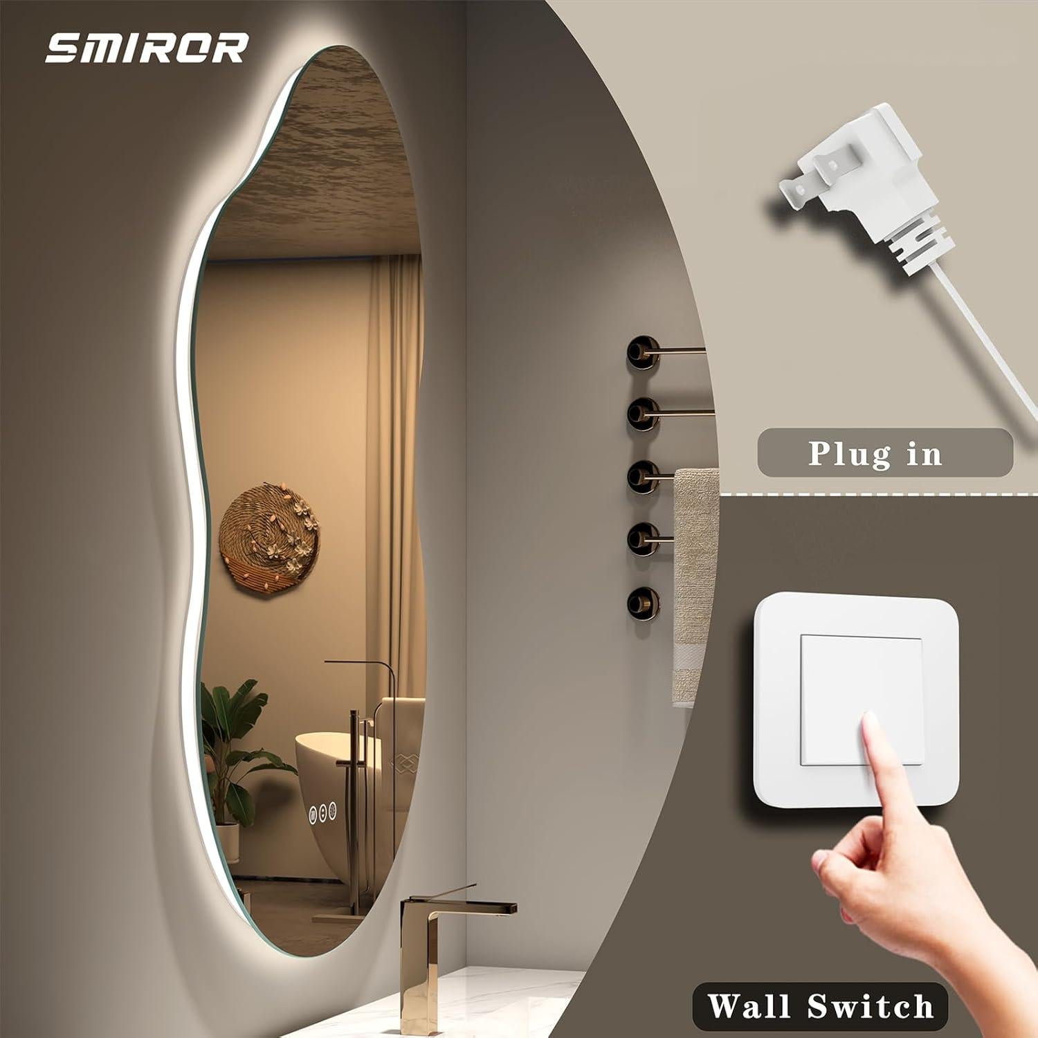 Espejo de Baño LED Retroiluminado SMIROR Nube 91x61 cm