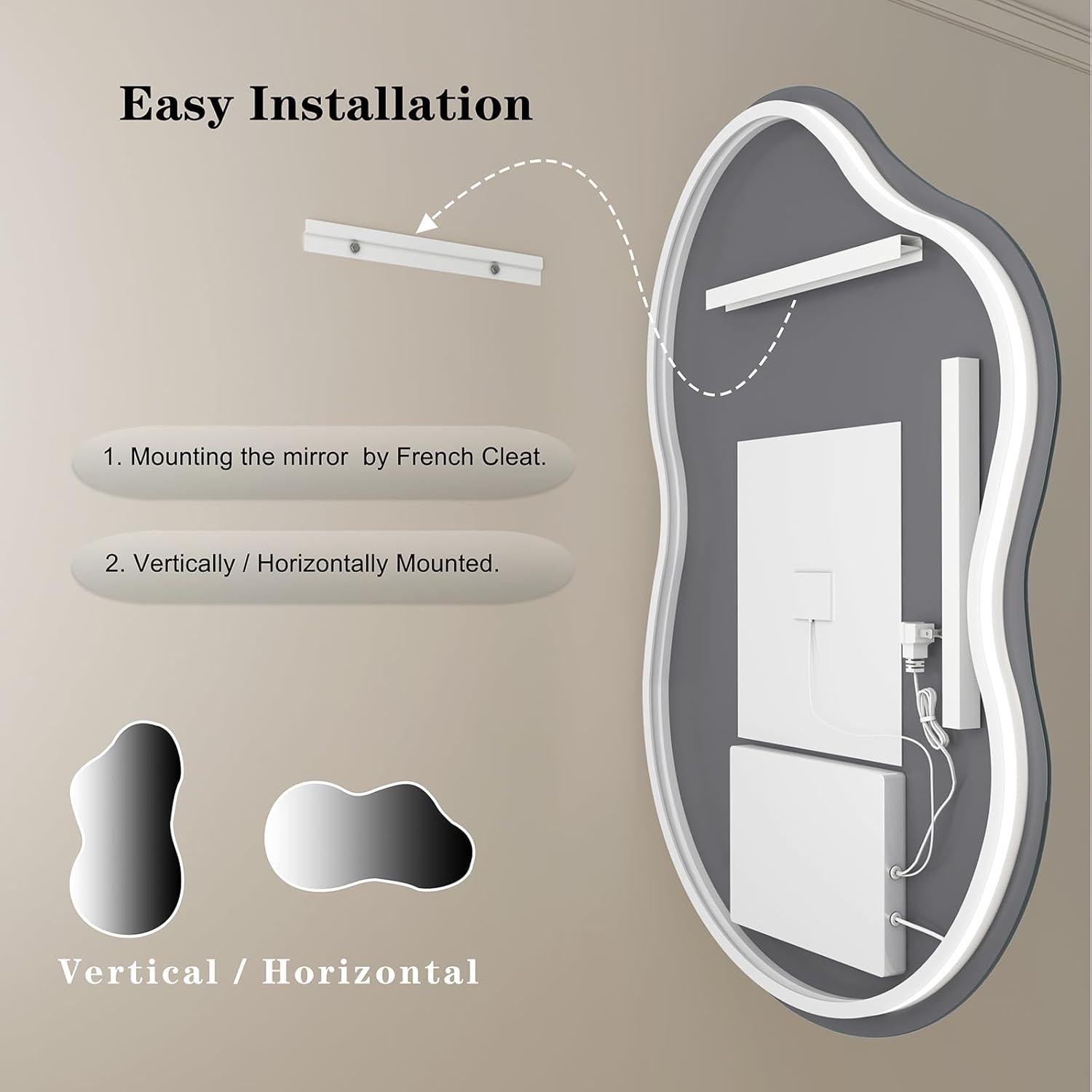 Espejo de Baño LED Retroiluminado SMIROR Nube 91x61 cm