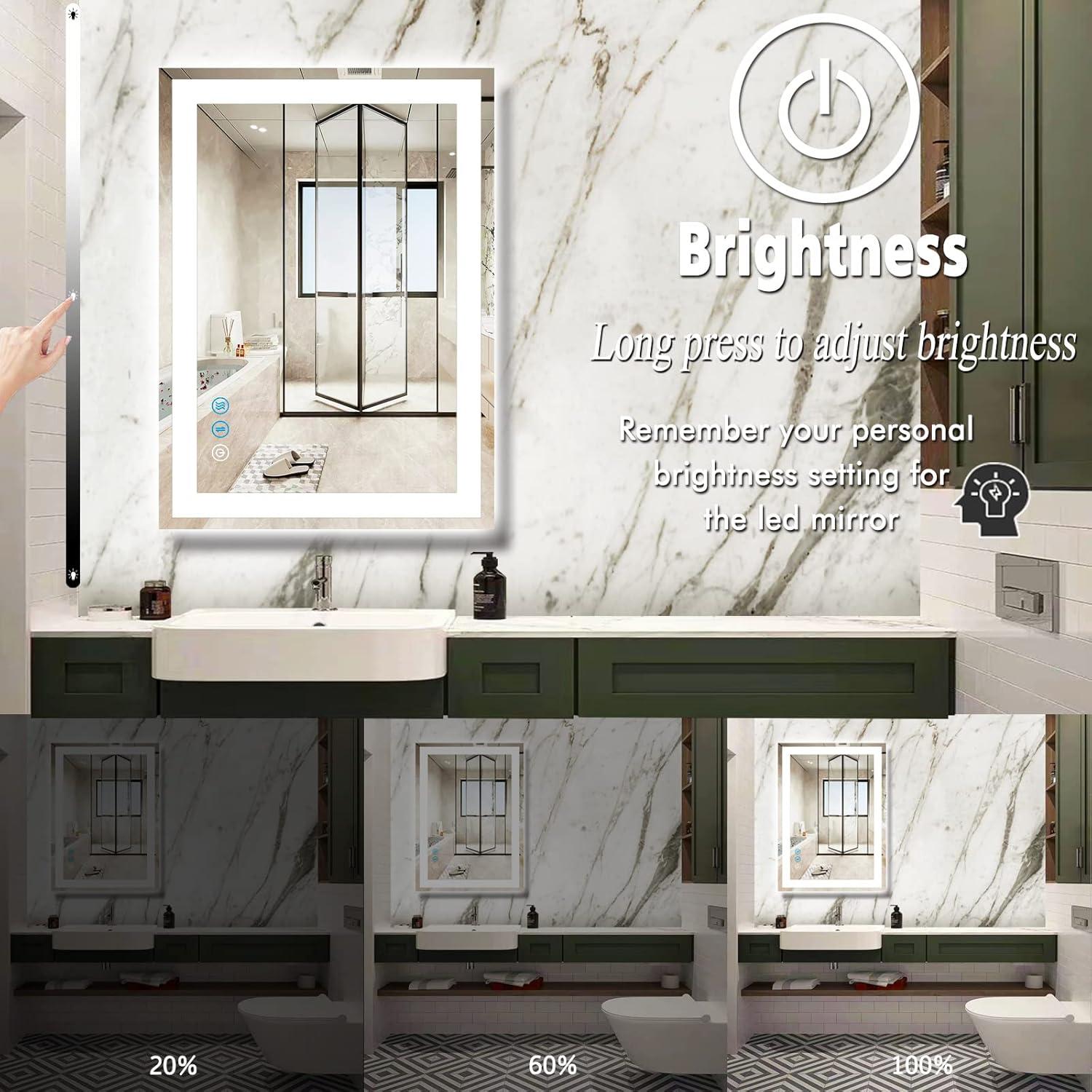 Espejo de Baño LED THEKLA 76.2 x 50.8 cm con Luces Táctil