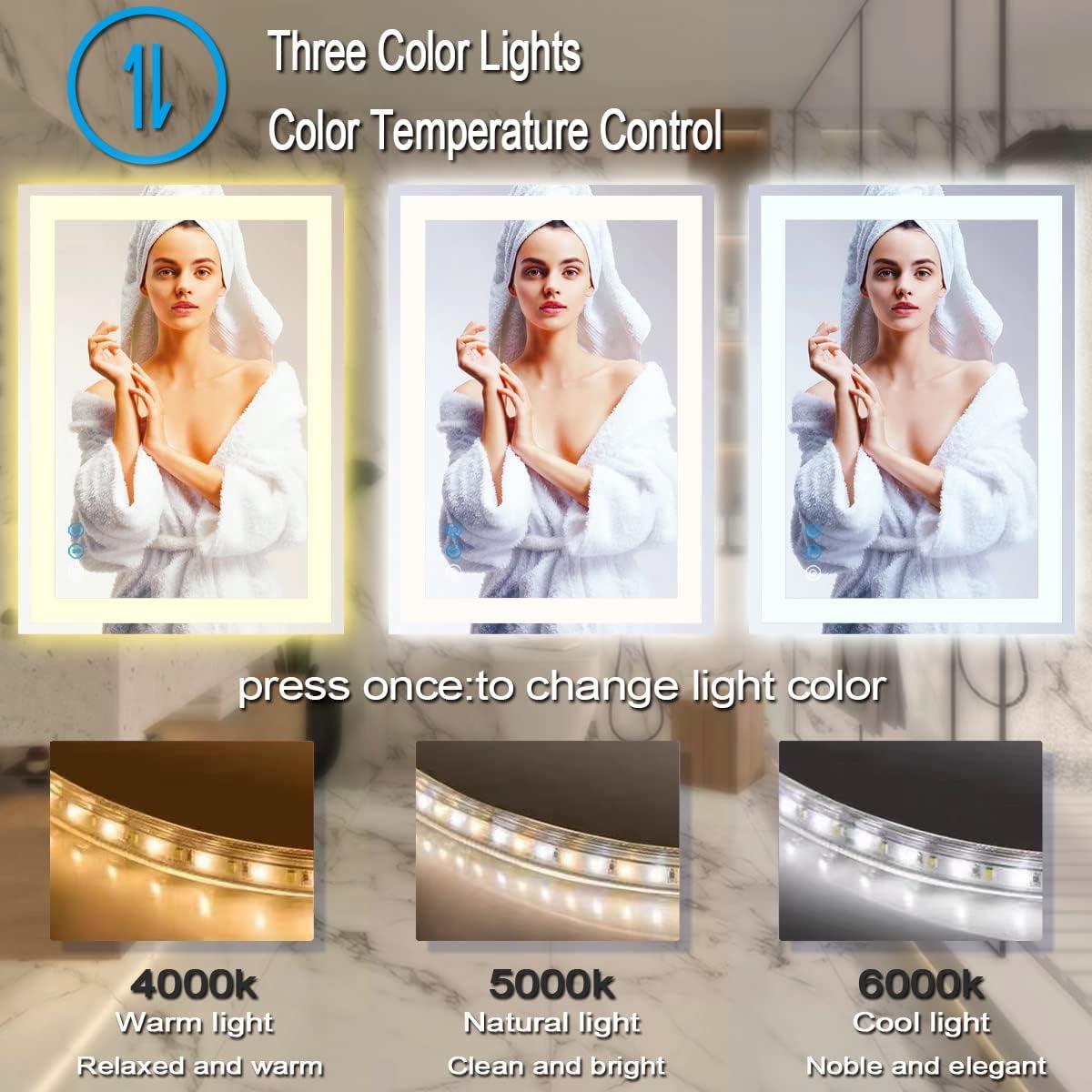 Espejo de Baño LED THEKLA 76.2 x 50.8 cm con Luces Táctil