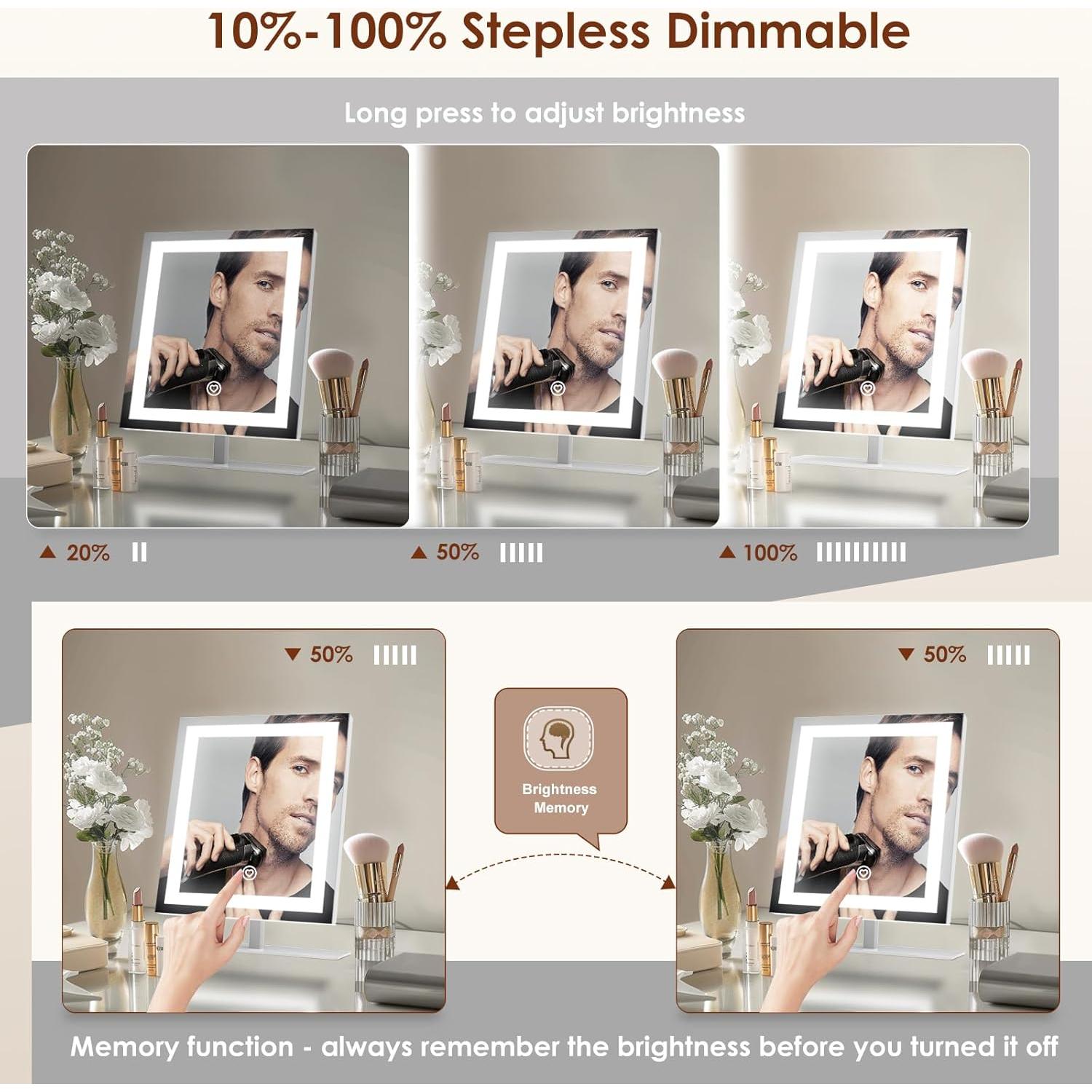 Espejo de Maquillaje Iluminado Beelux 30 cm con 10X de Aumento