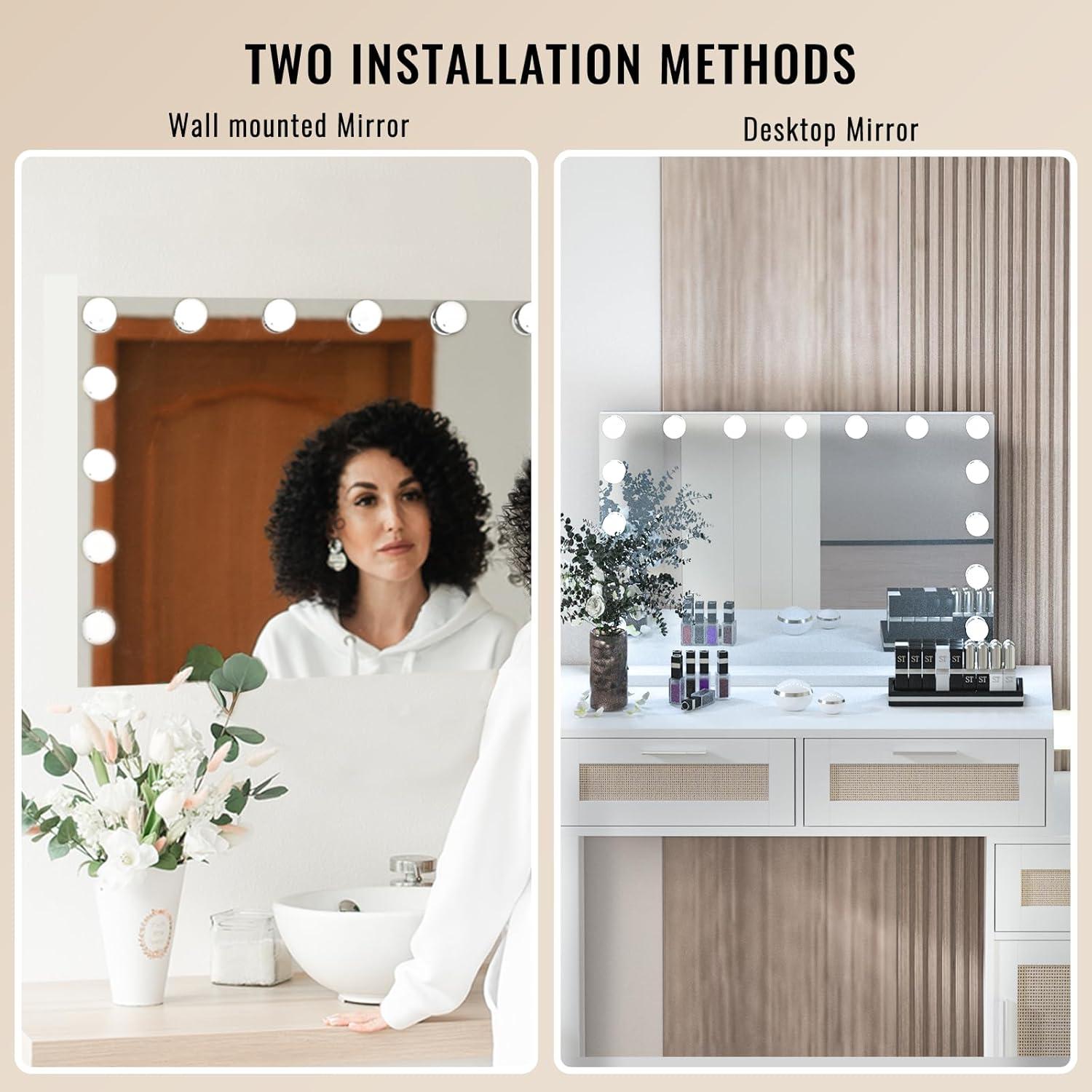 Espejo de Tocador YOURLITE 22.8" con Luces LED y Carga USB