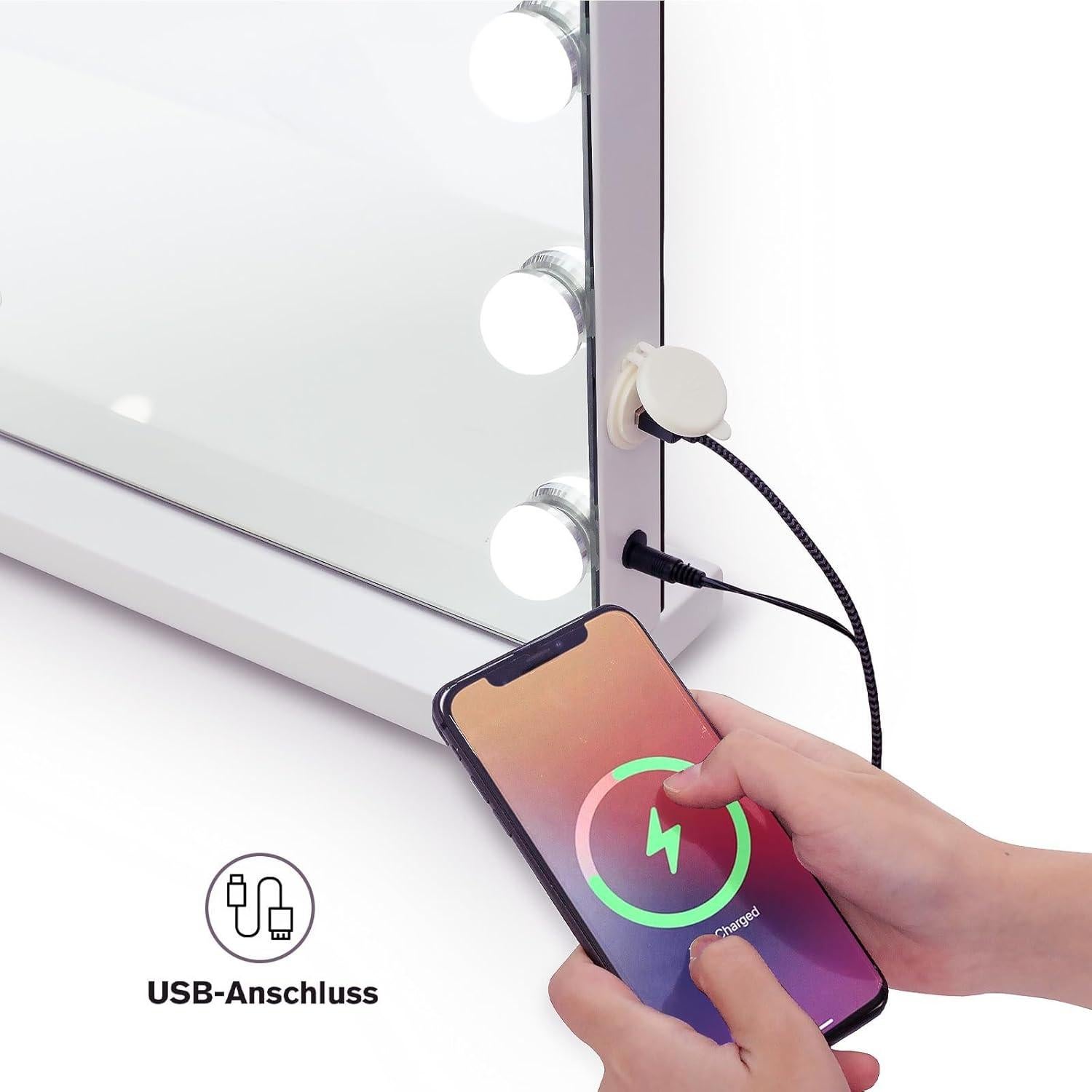 Espejo de Tocador YOURLITE 22.8" con Luces LED y Carga USB