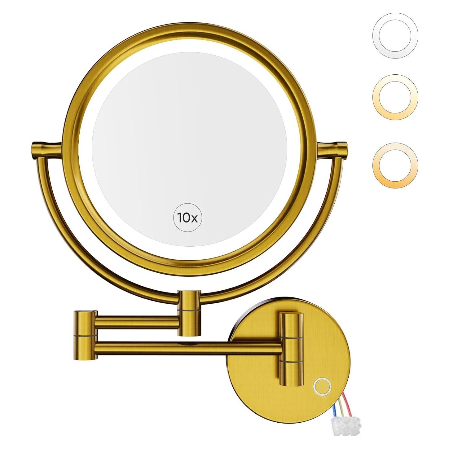 Espejo de Maquillaje GURUN Montado en Pared con Luces LED 10x