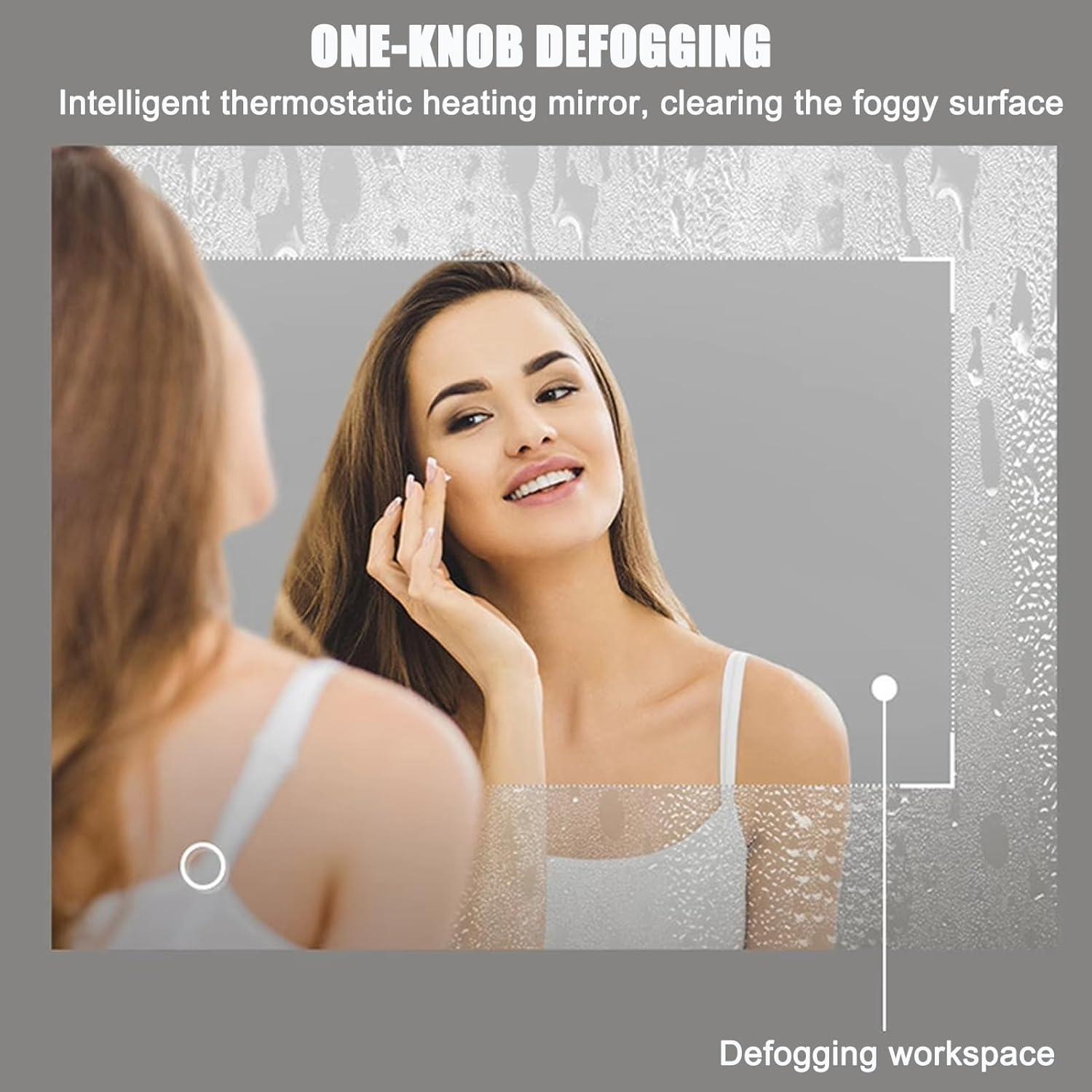 Espejo LED Semicircular XHKJYSDP 81.28 cm Anti-Niebla Dimmable