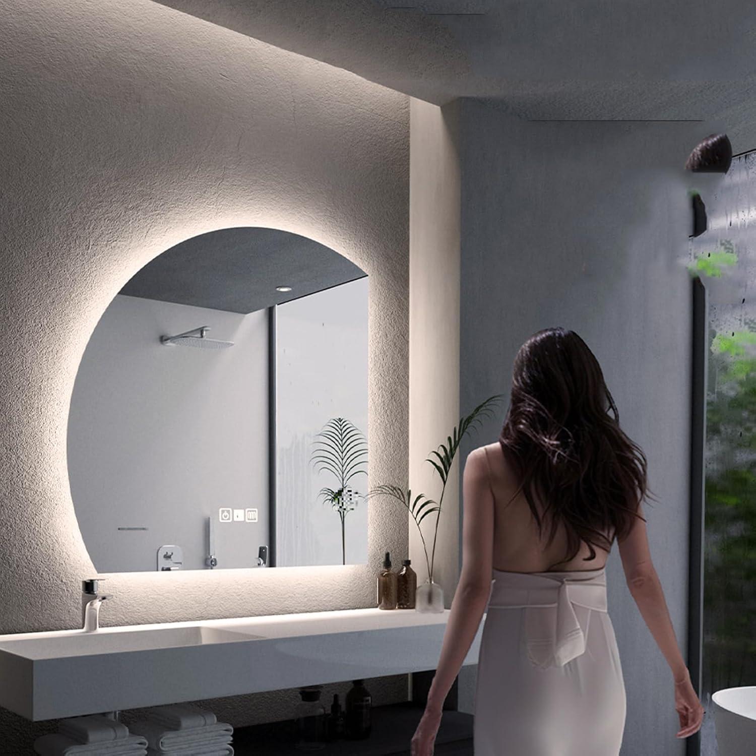 Espejo LED Semicircular XHKJYSDP 81.28 cm Anti-Niebla Dimmable