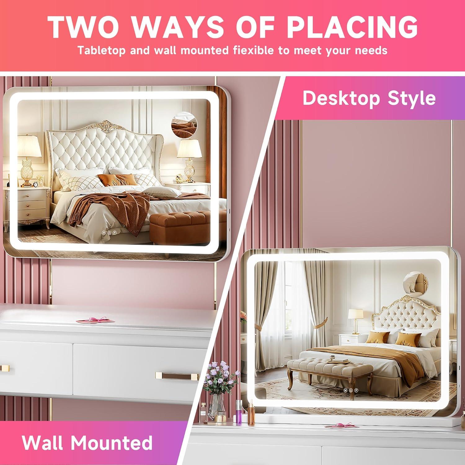 Espejo de tocador LED Batuso 81.3x55.9 cm con aumento 10X