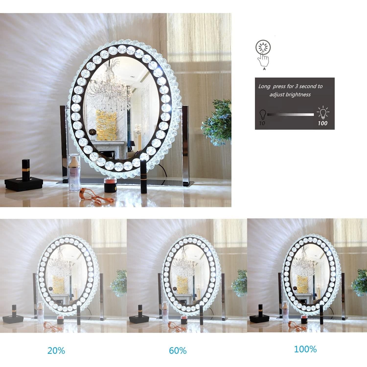 Espejo de tocador ovalado QYzblbang LED 45.72x52.07cm