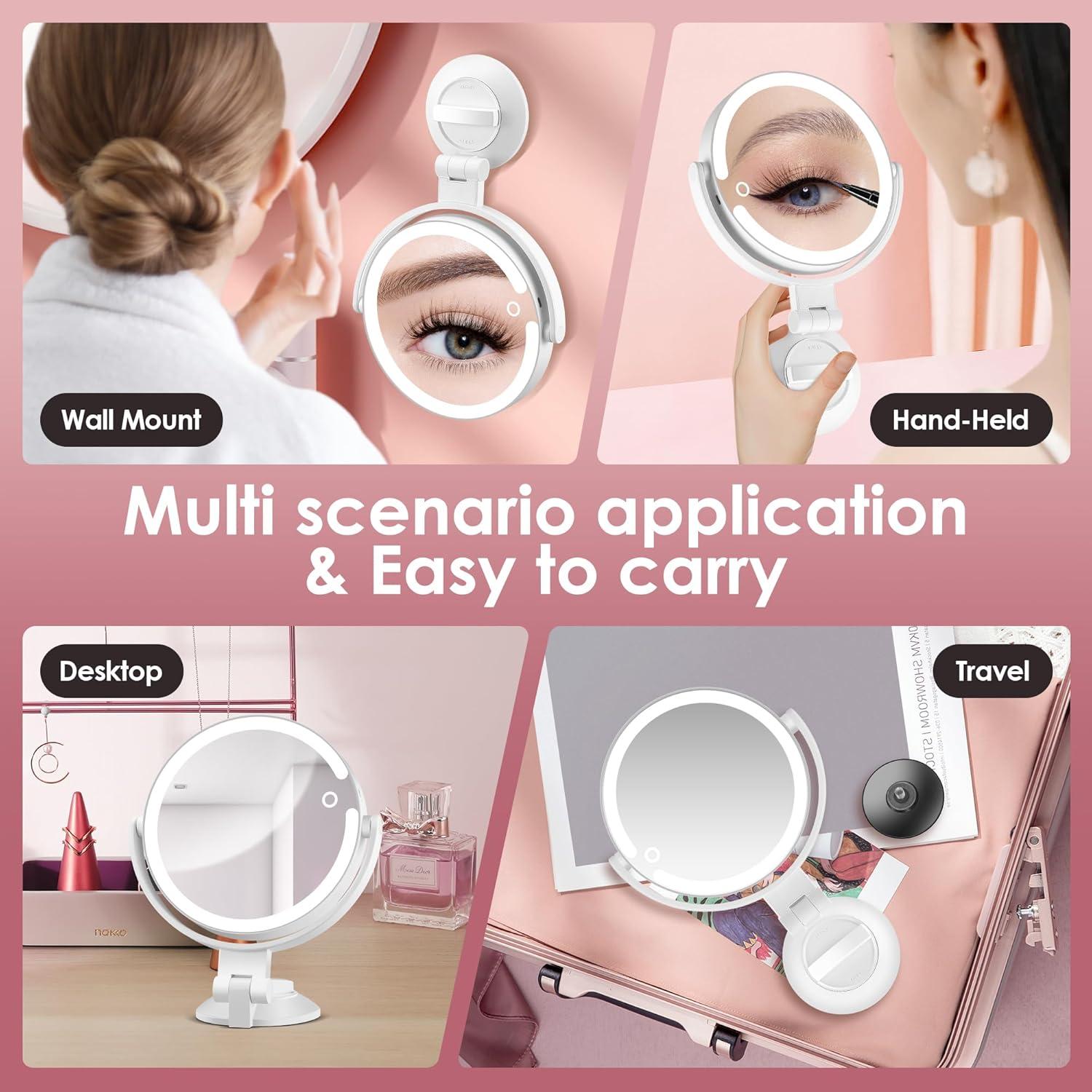 Espejo de Aumento 30X Doble Cara PEDOMIROR con Luz LED