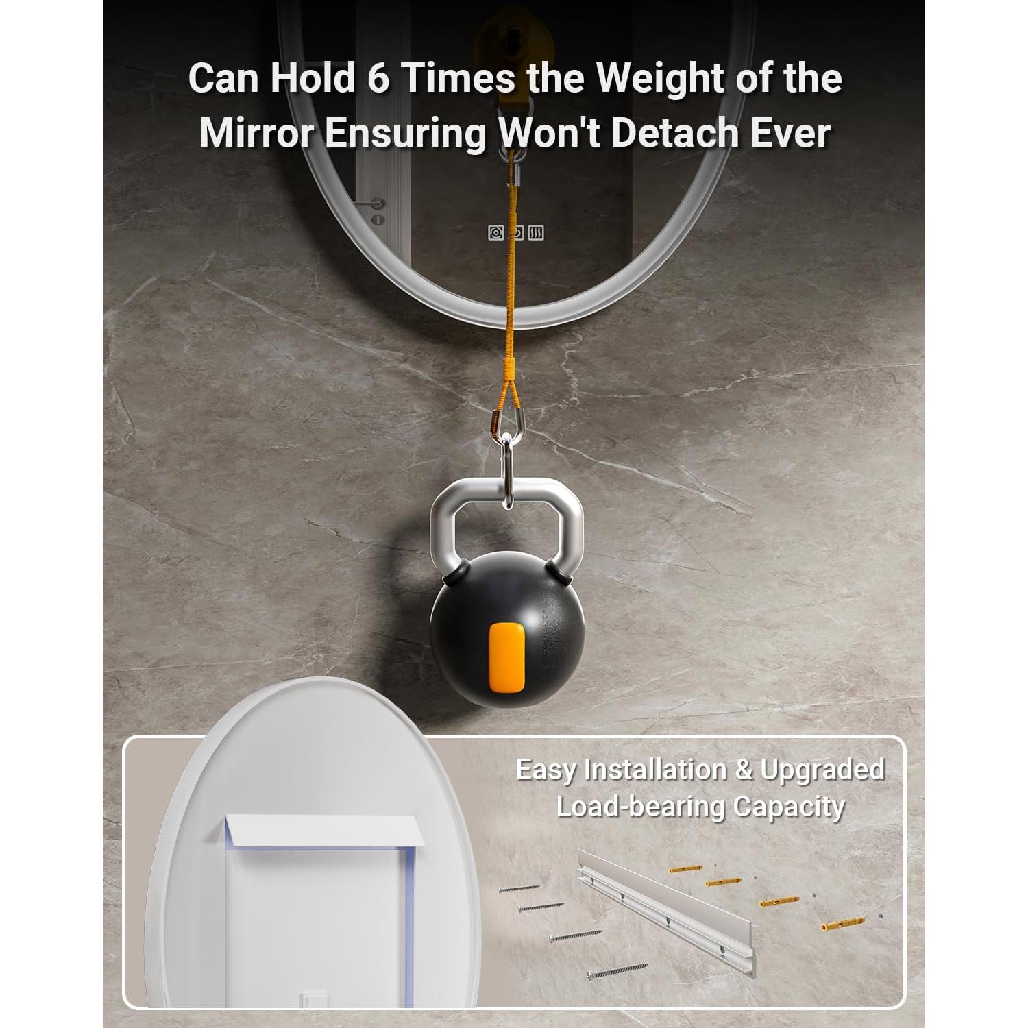 Espejo de Baño LED Ovalado QueenFun 76.2x55.9cm Anti-Niebla