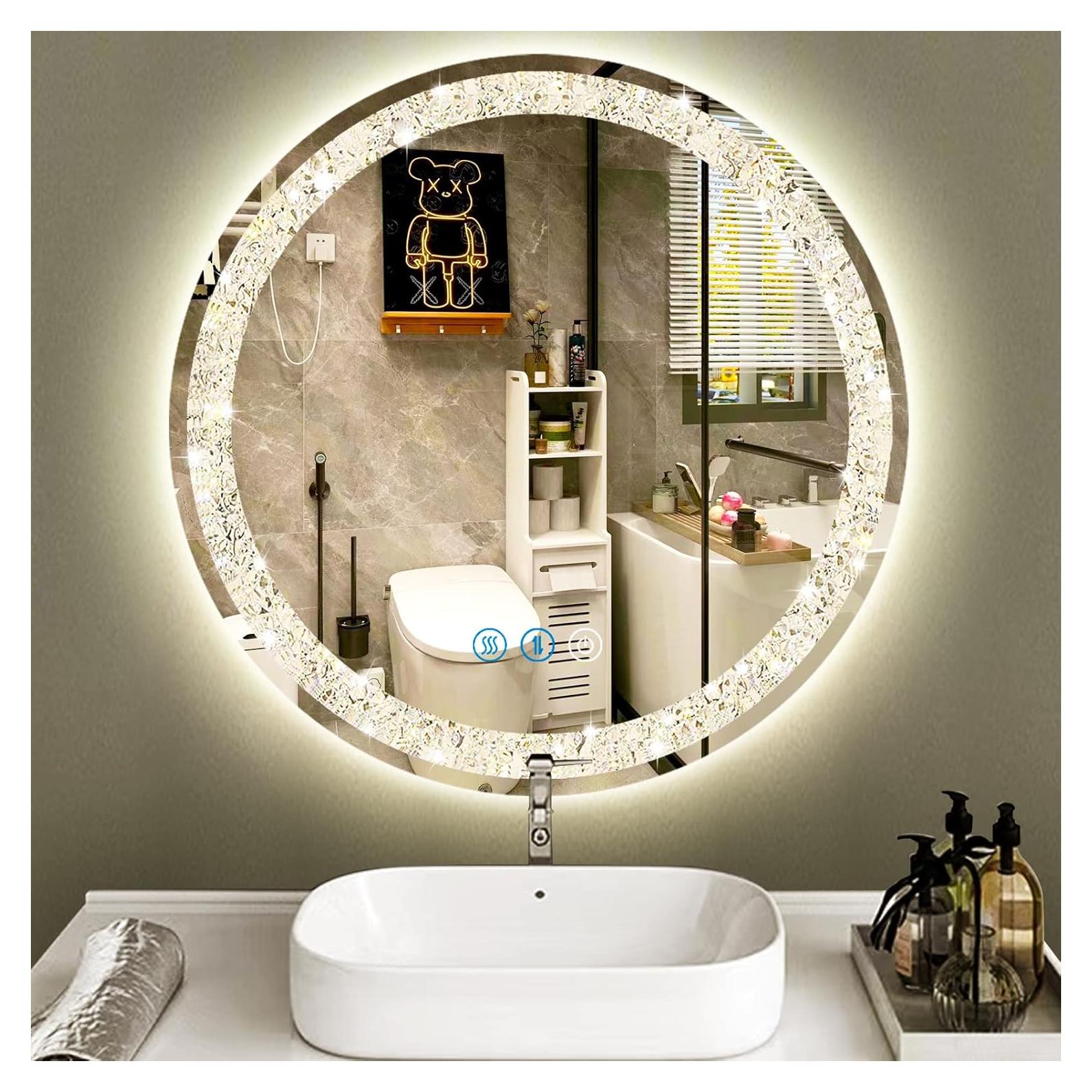 Espejo Redondo Iluminado THEKLA 50.8 cm con 3 Luces Regulables