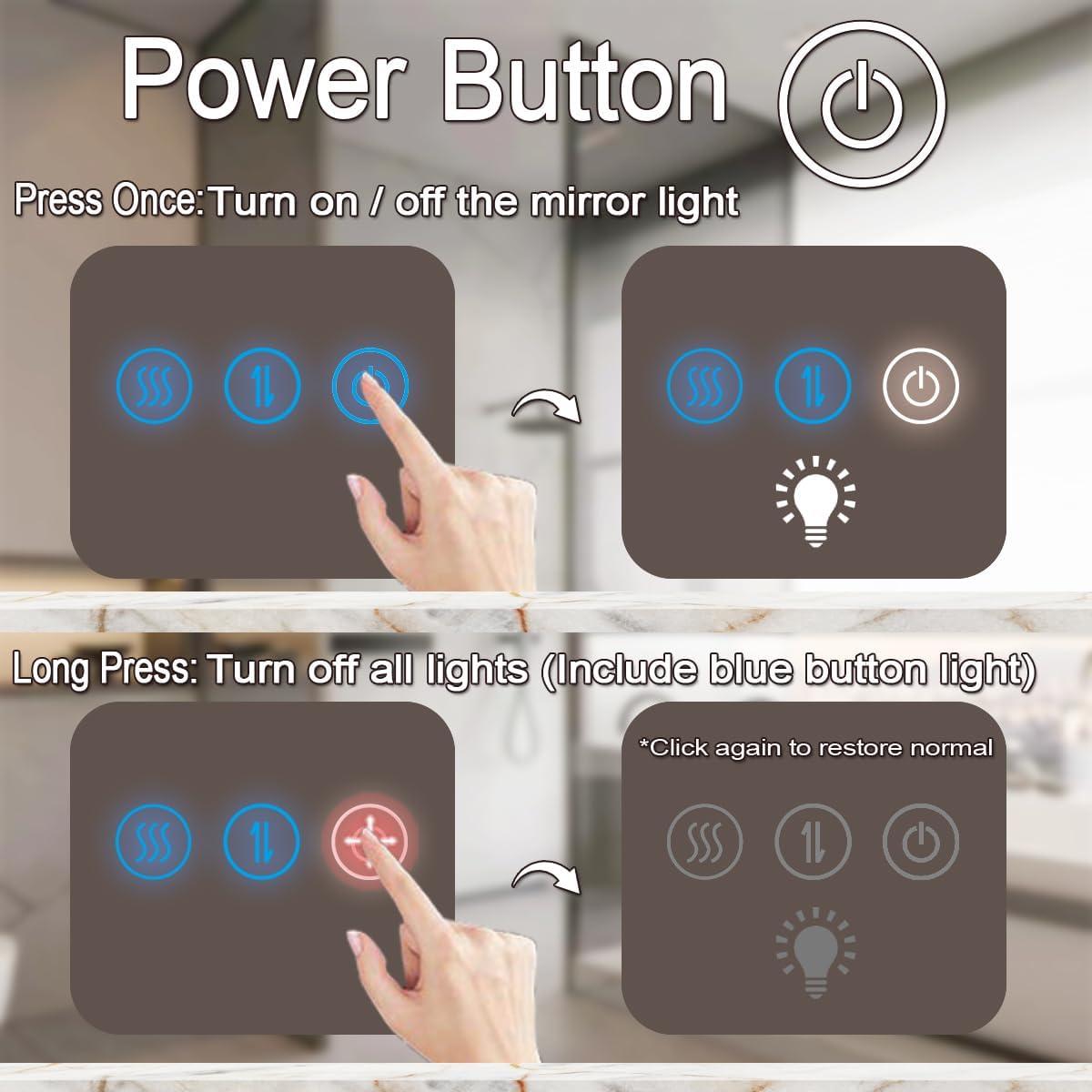 Espejo Redondo Iluminado THEKLA 50.8 cm con 3 Luces Regulables