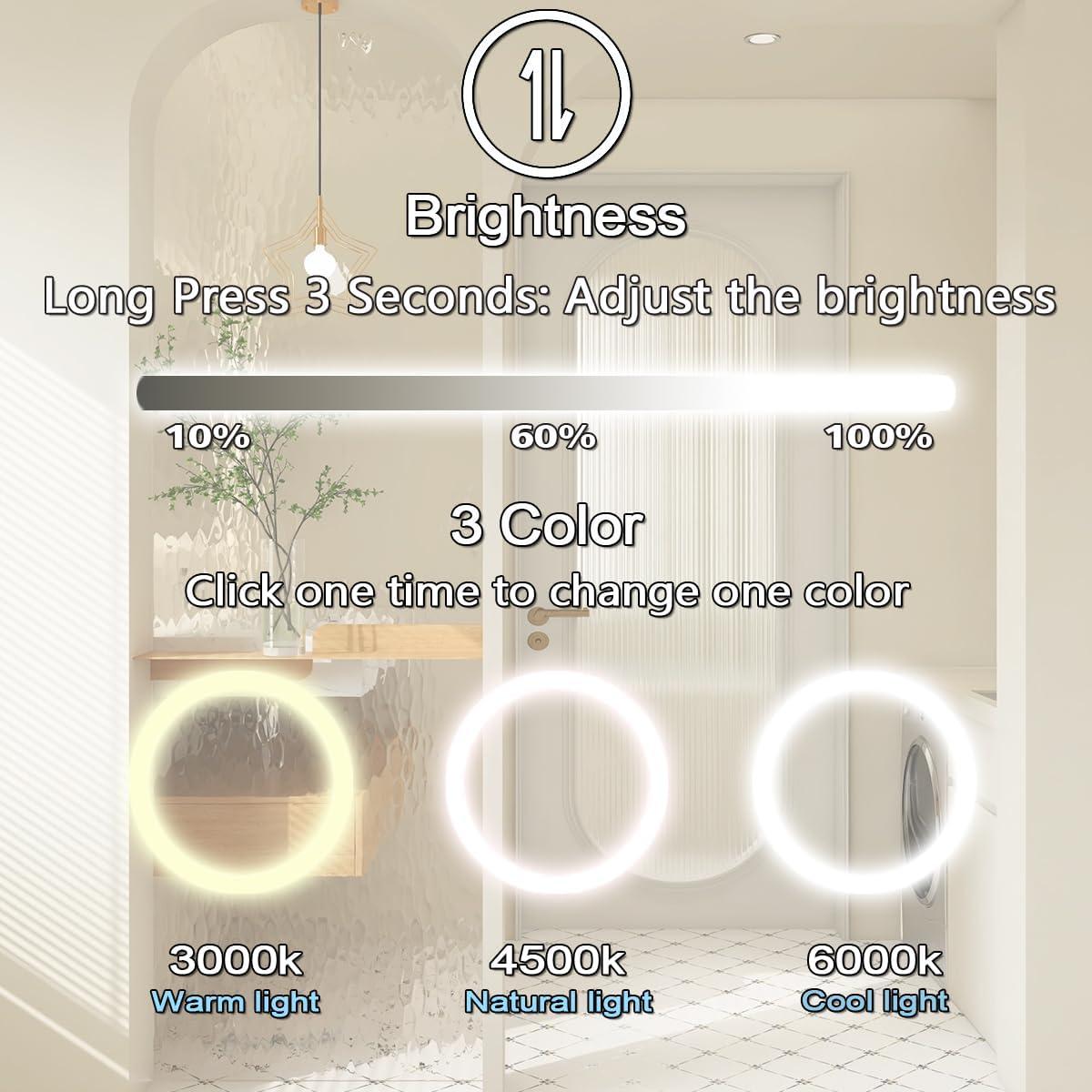 Espejo Redondo Iluminado THEKLA 50.8 cm con 3 Luces Regulables