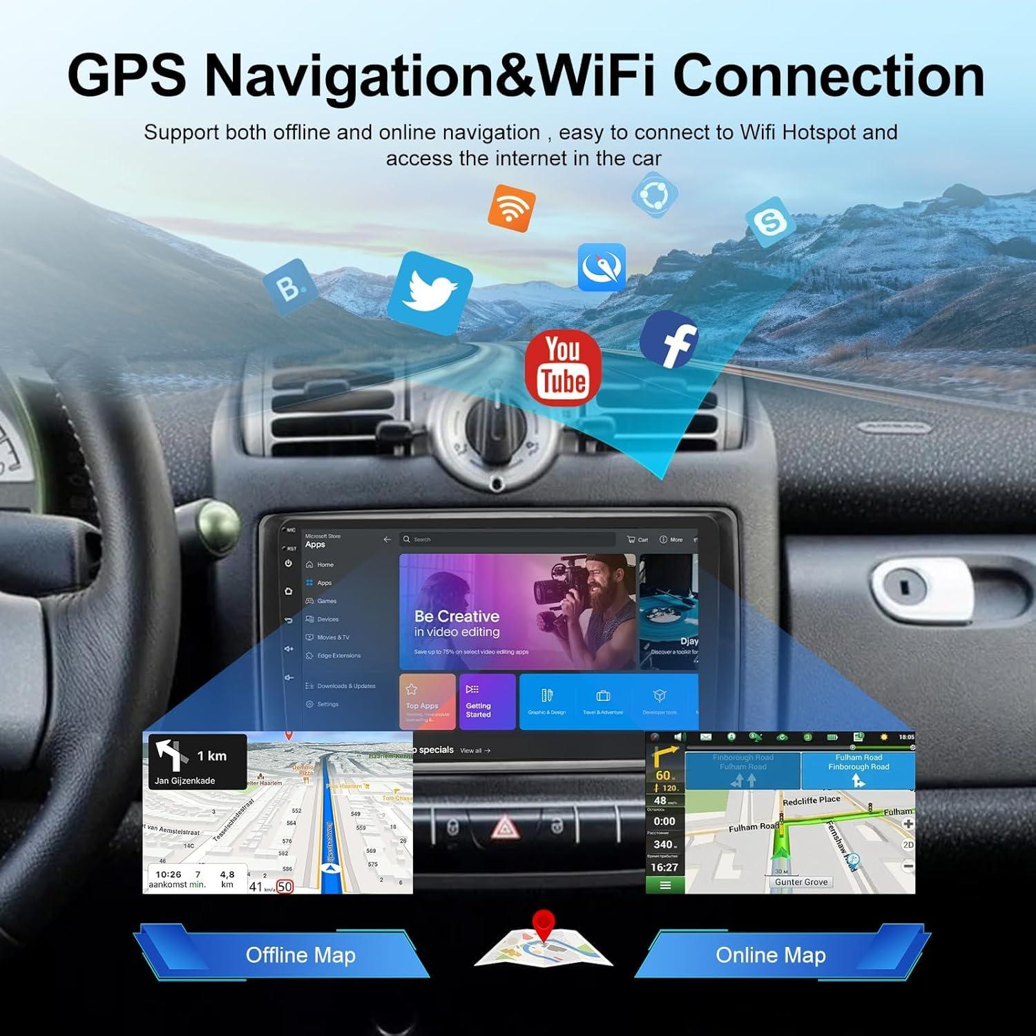 Estéreo de Coche NHOPEEW Android 13 para Smart Fortwo 2005-2010 9"