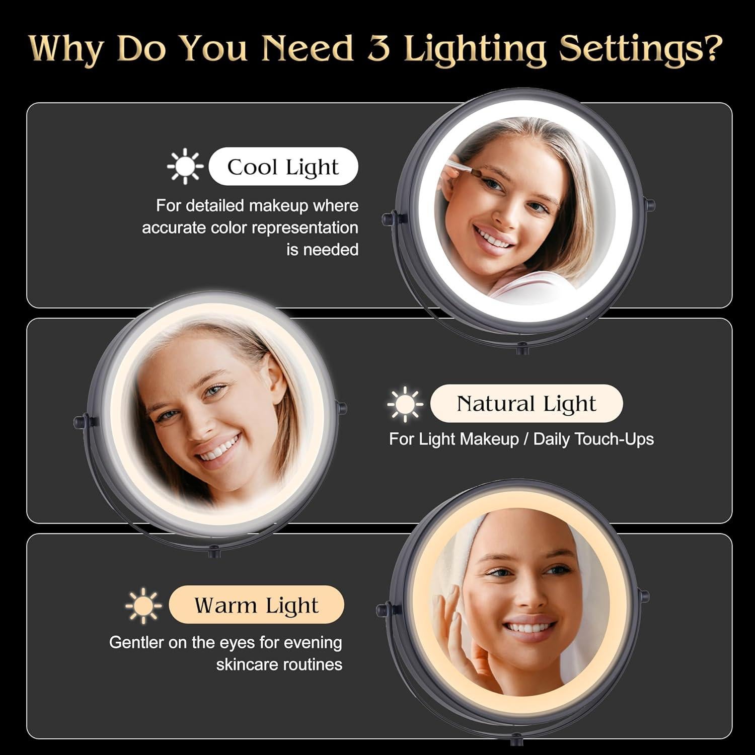 Espejo de Maquillaje Iluminado Doble Cara 20X - MIRRORVANA