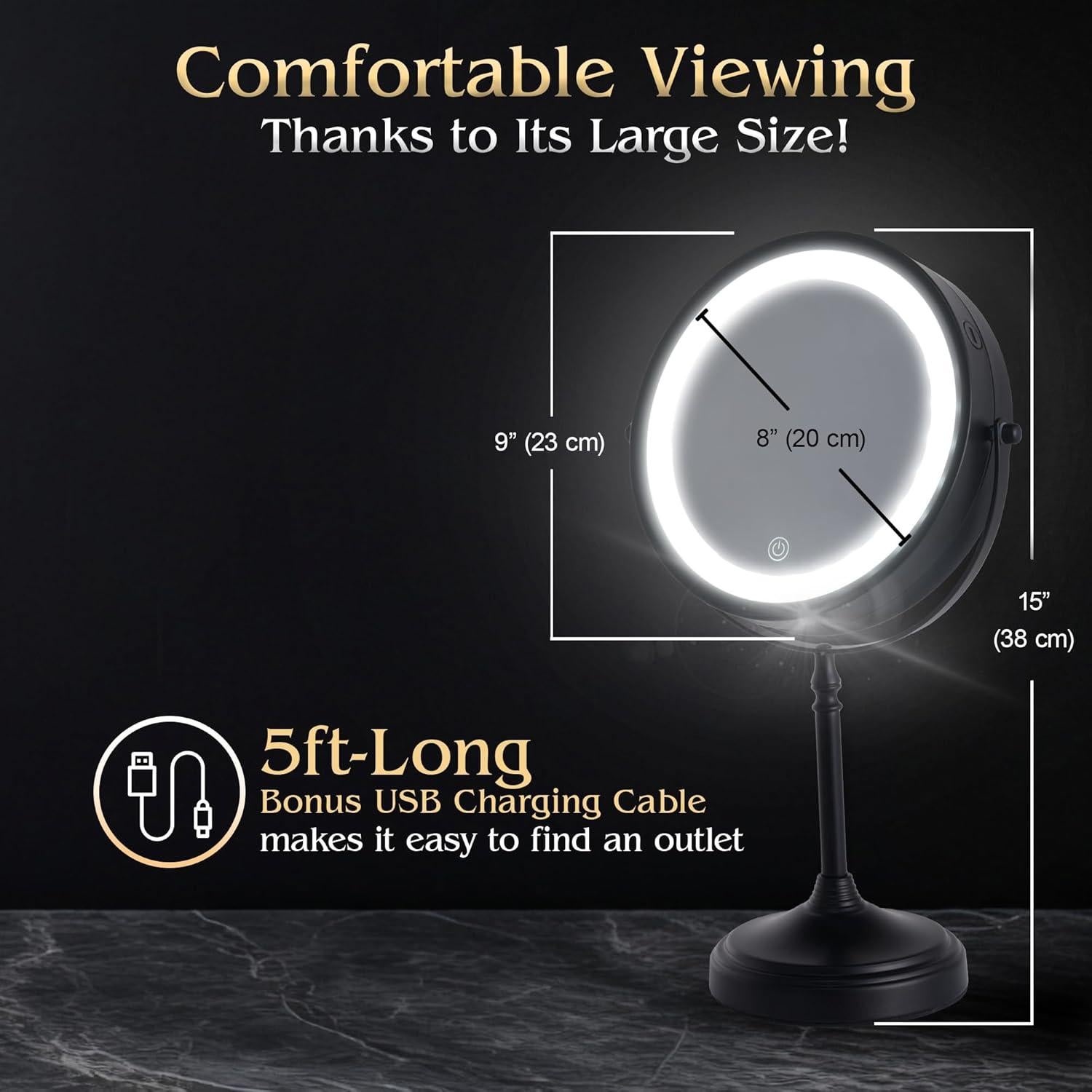 Espejo de Maquillaje Iluminado Doble Cara 20X - MIRRORVANA