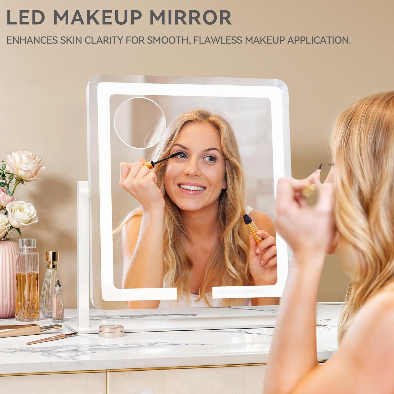 Espejo de Tocador DWVO Iluminado 3 Modos 10X Blanco