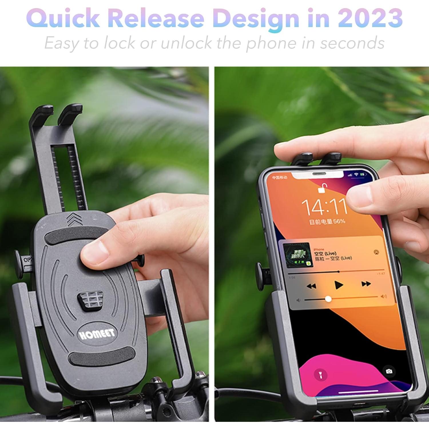 Soporte para Teléfono de Motocicleta Homeet, Aluminio, 360°