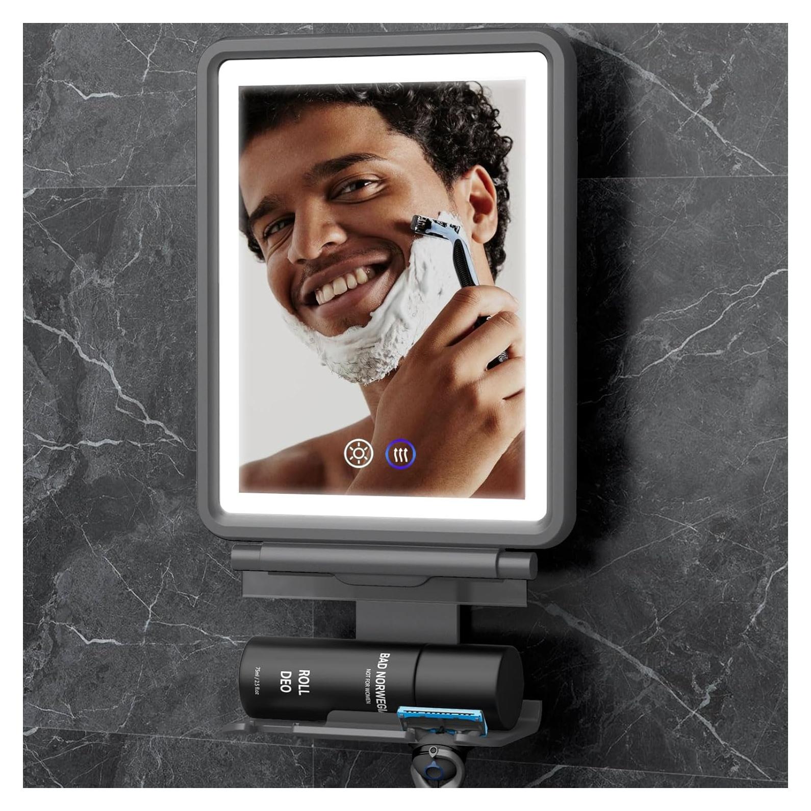 Espejo de Ducha Calentado Antivaho Shinowa 17.8x23cm Gris