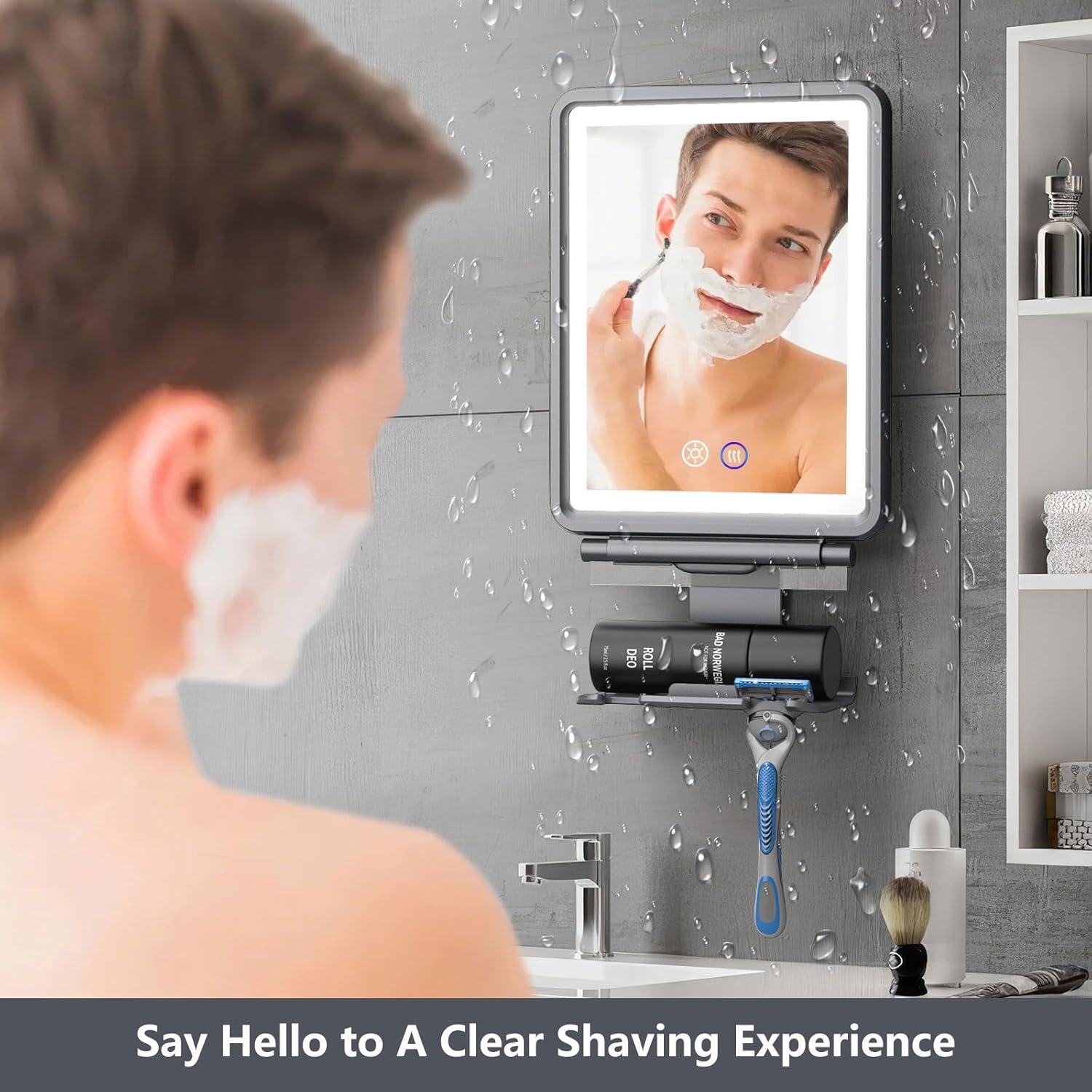 Espejo de Ducha Calentado Antivaho Shinowa 17.8x23cm Gris