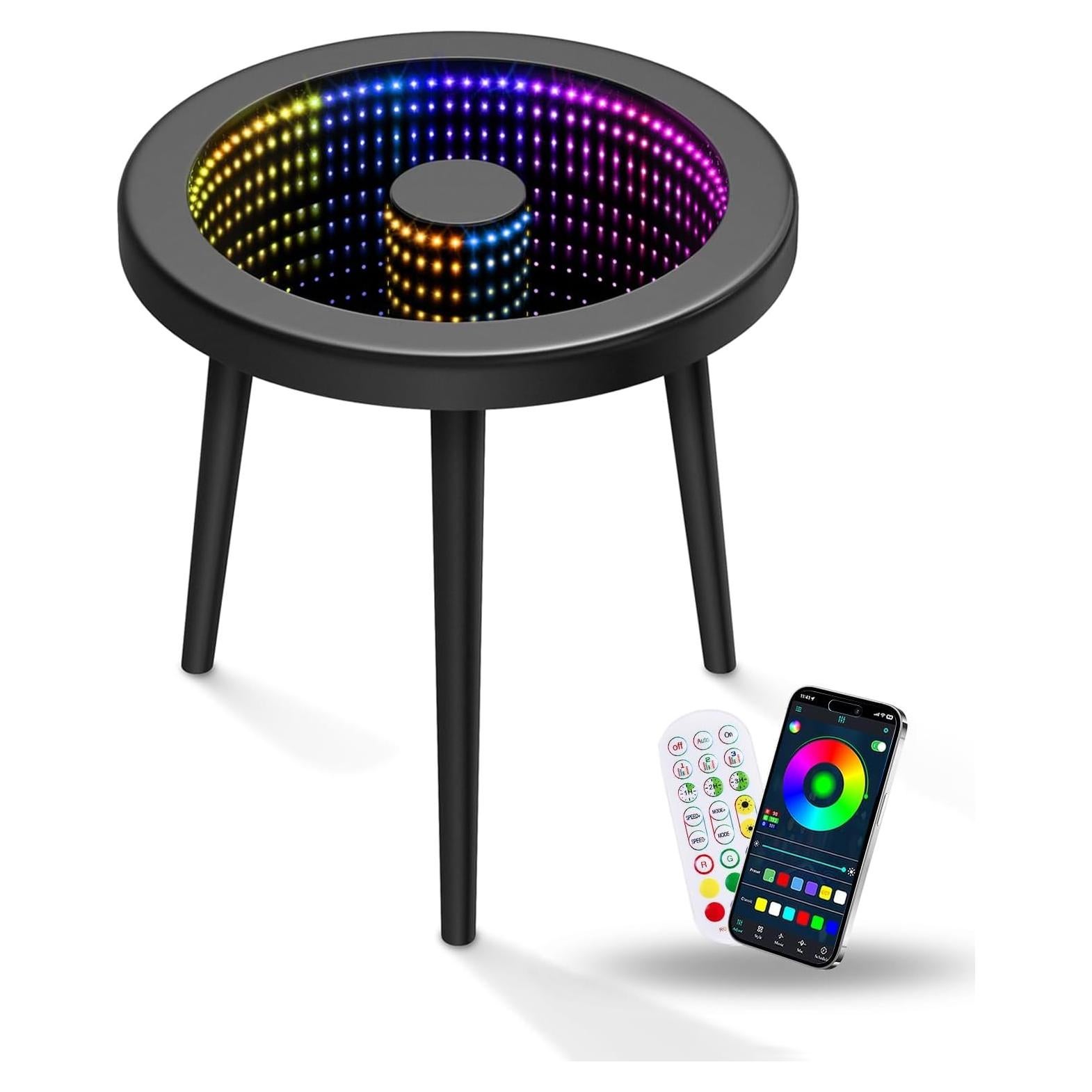 Mesa de Café HANYEE Infinito LED RGB Redonda 50cm Negra