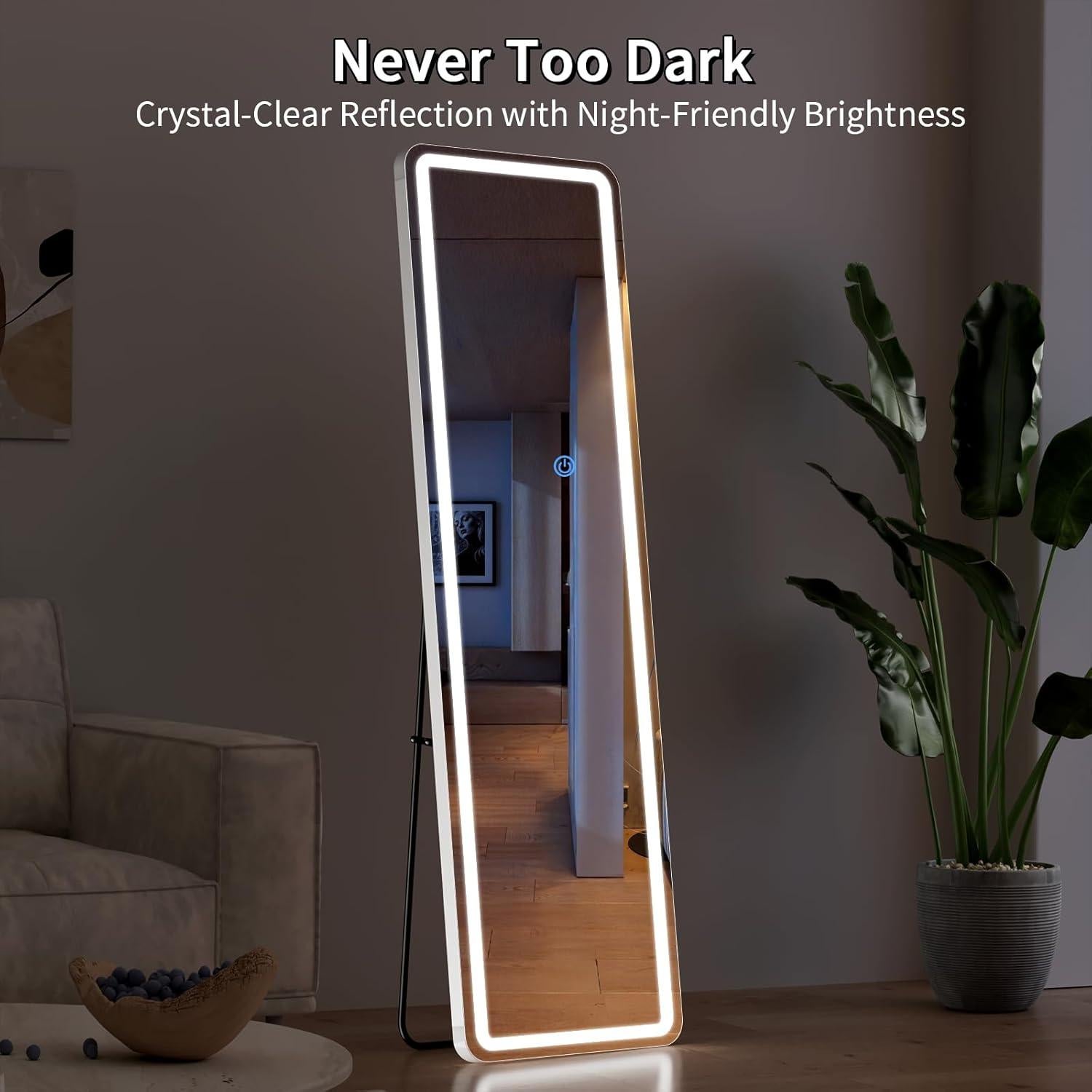 Espejo de Cuerpo Entero Koonmi LED 152.4x40.6cm Blanco